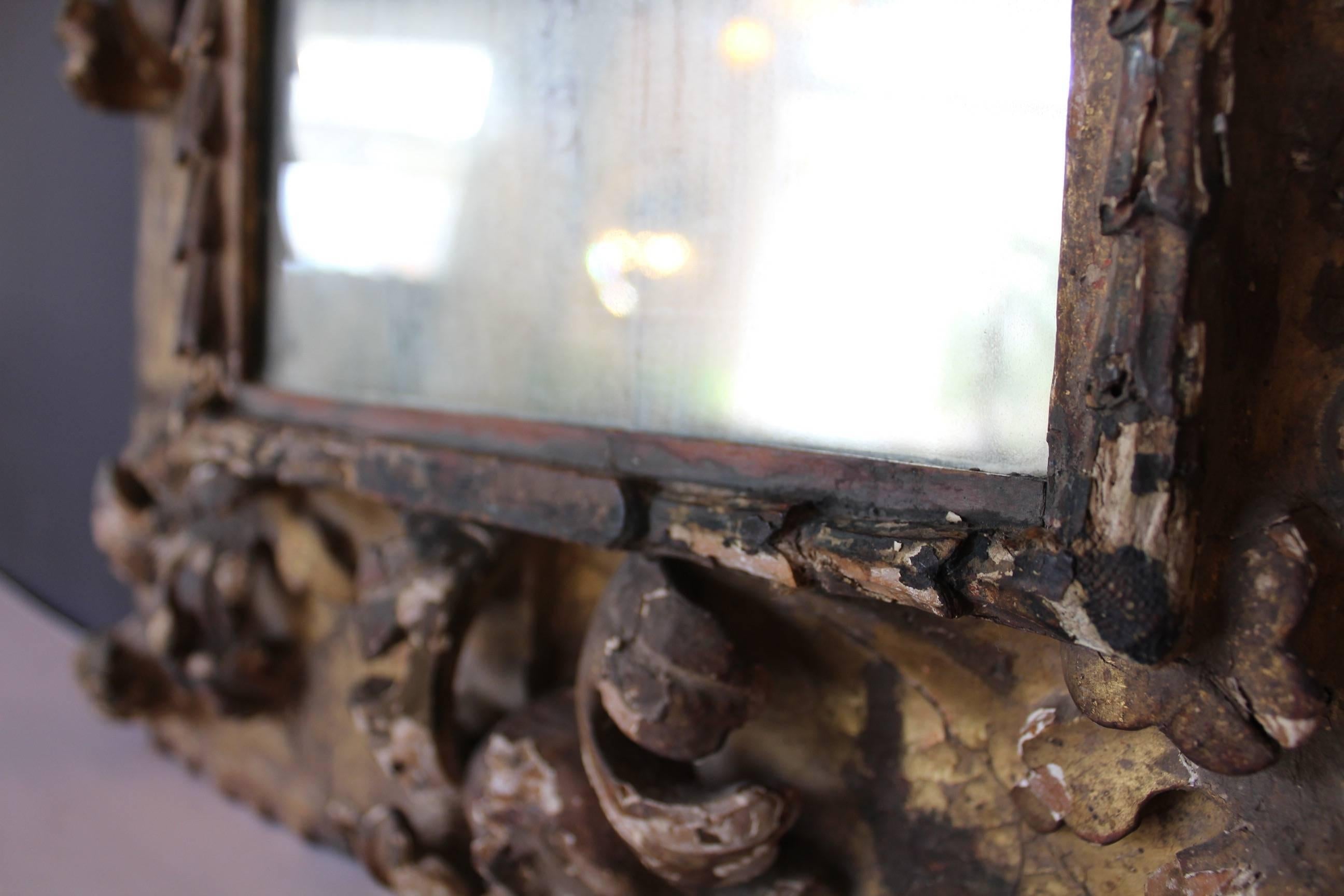 17th Century French Carved and Giltwood Mirror For Sale 3