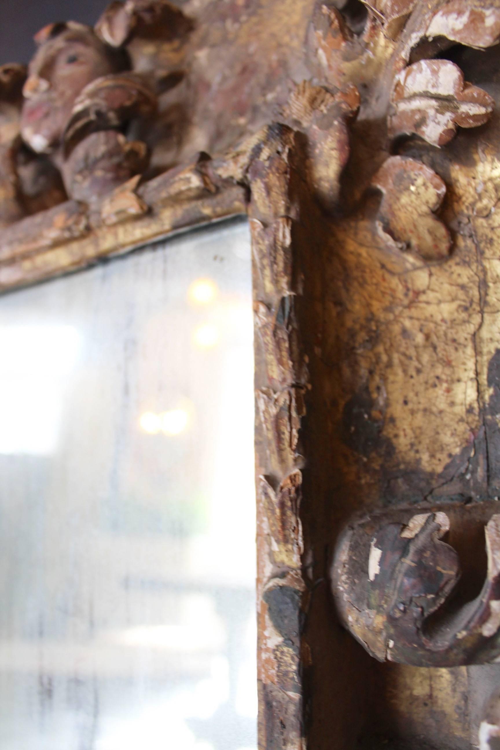 17th Century French Carved and Giltwood Mirror For Sale 2