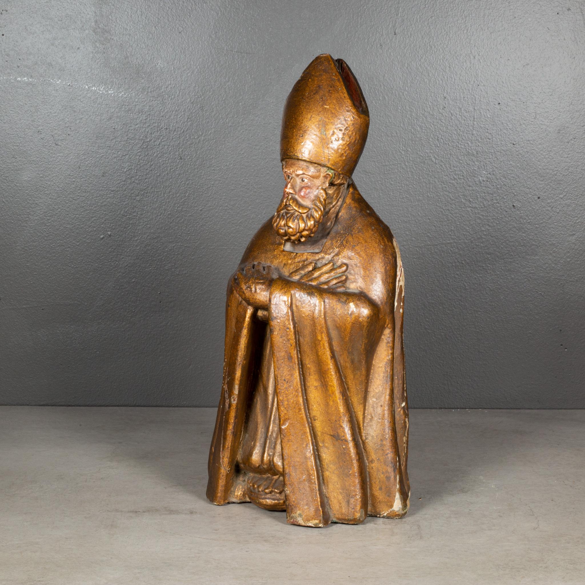 ABOUT

A 17th century carved wooden bishop sourced from a private chapel in Provence, France.

    CREATOR Unknown. Provence, France.
    DATE OF MANUFACTURE c.1600-1699.
    MATERIALS AND TECHNIQUES Wood.
    CONDITION Good. Wear consistent with