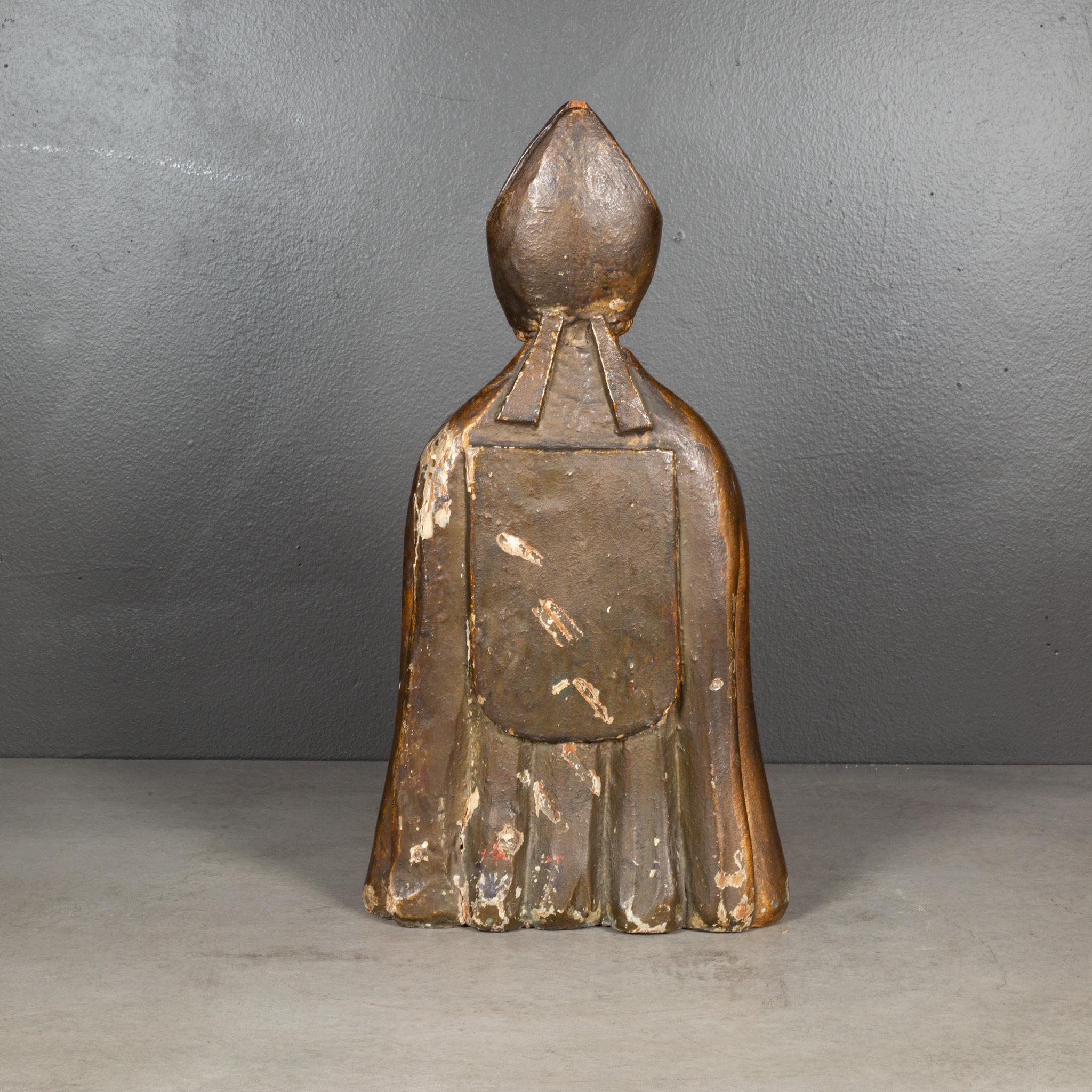 17e s. Buste d'évêque français sculpté à la main (expédition gratuite) Bon état - En vente à San Francisco, CA