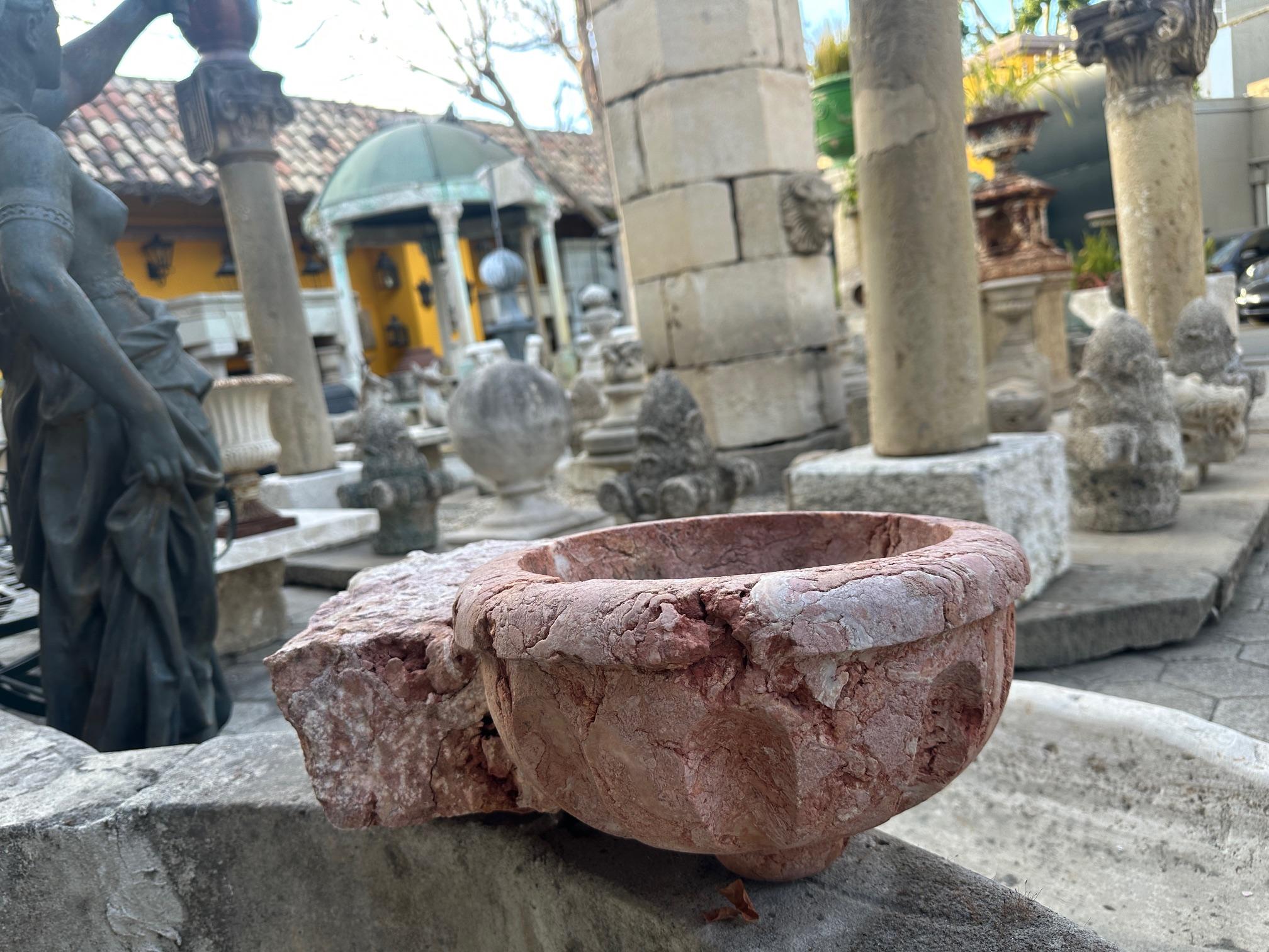 17th C. Hand Carved Stone Basin Jardinière Bowl Planter Vessel Sink Antiques LA For Sale 5