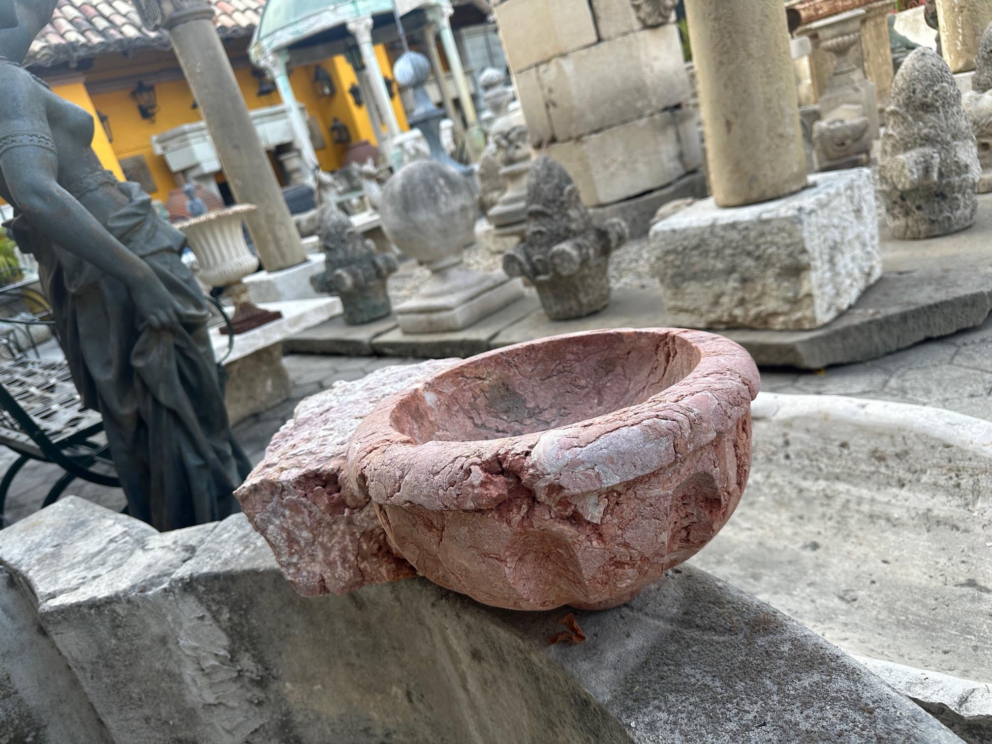 17th C. Hand Carved Stone Basin Jardinière Bowl Planter Vessel Sink Antiques LA For Sale 6