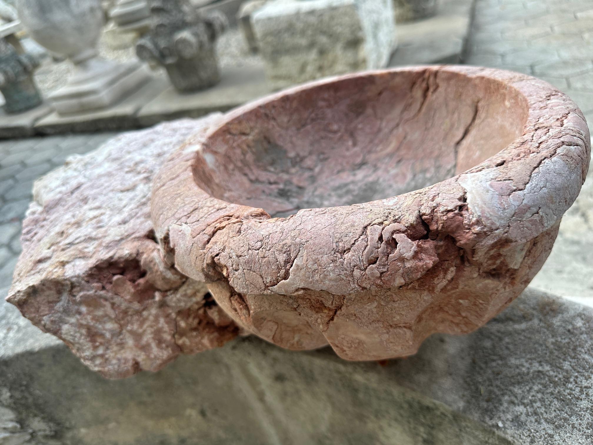 17th C. Hand Carved Stone Basin Jardinière Bowl Planter Vessel Sink Antiques LA For Sale 7
