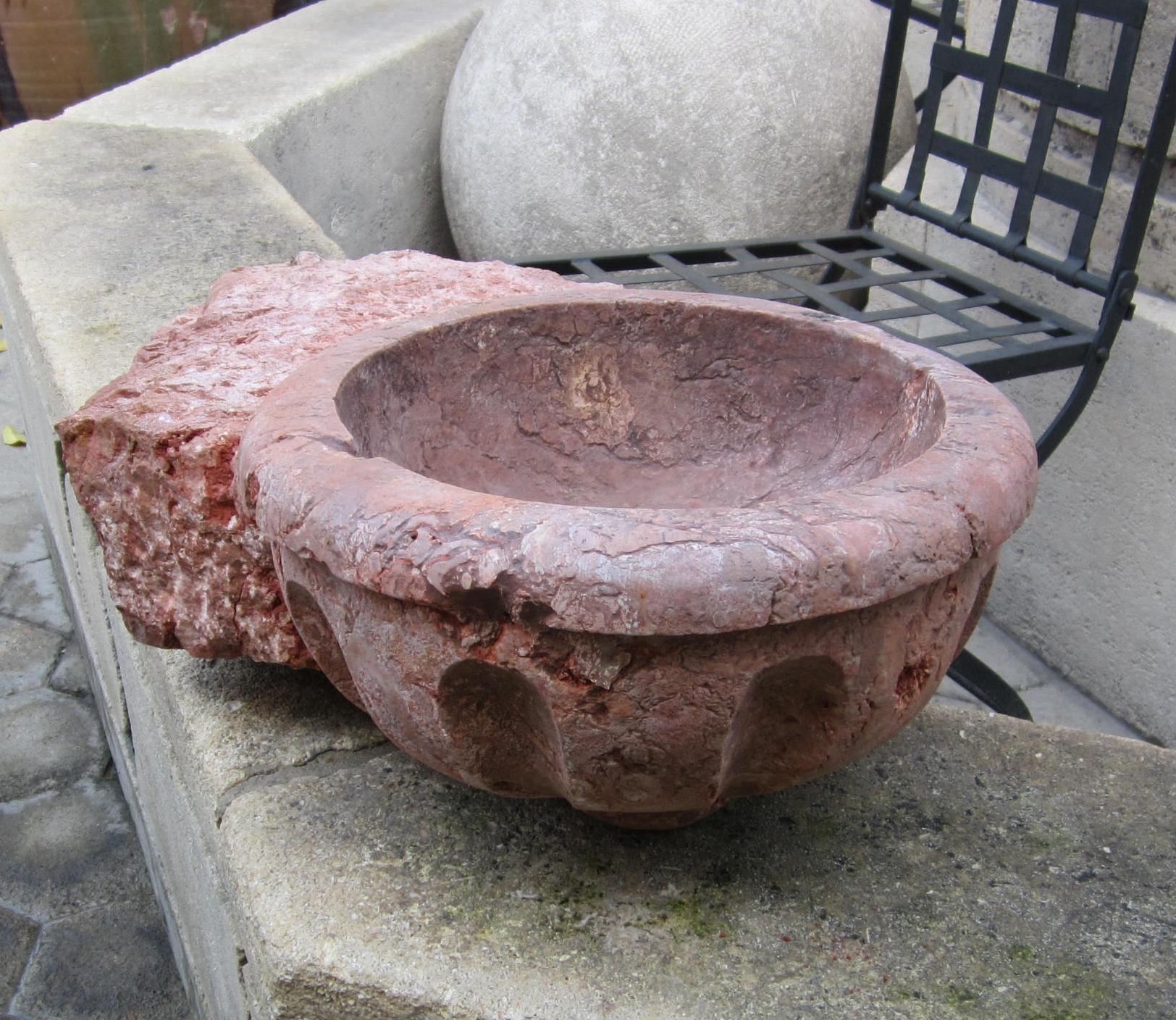 17th C. Hand Carved Stone Basin Jardinière Bowl Planter Vessel Sink Antiques LA For Sale 8