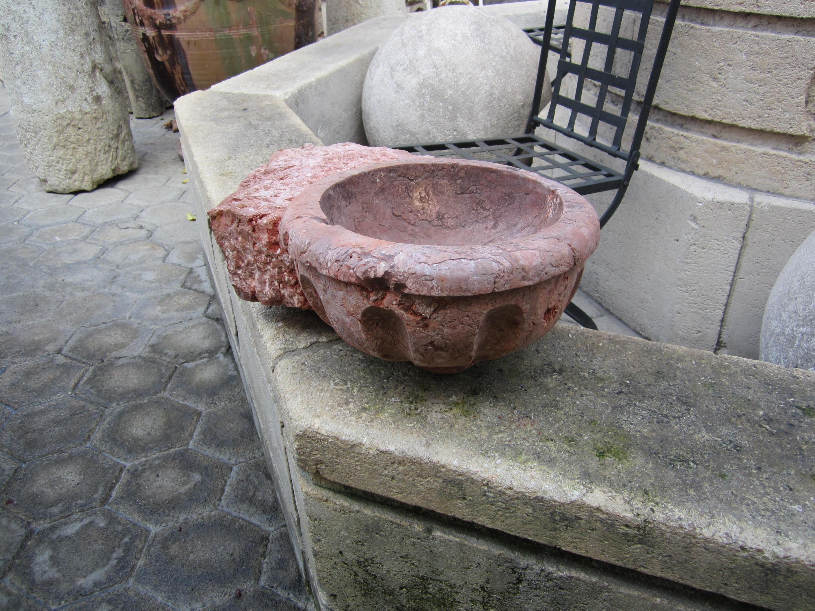 17th C. Hand Carved Stone Basin Jardinière Bowl Planter Vessel Sink Antiques LA For Sale 9