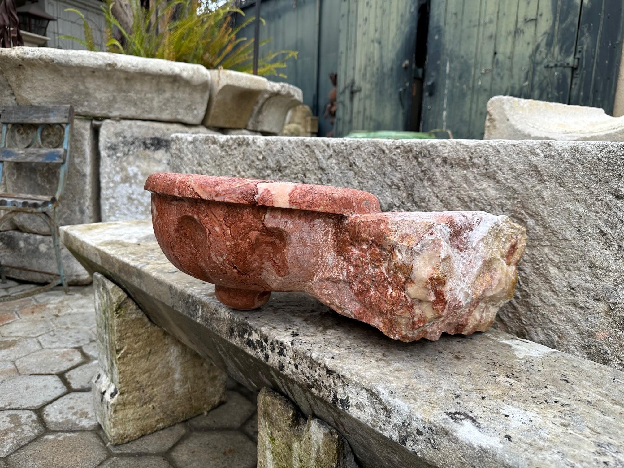 17th C. Hand Carved Stone Basin Jardinière Bowl Planter Vessel Sink Antiques LA For Sale 11
