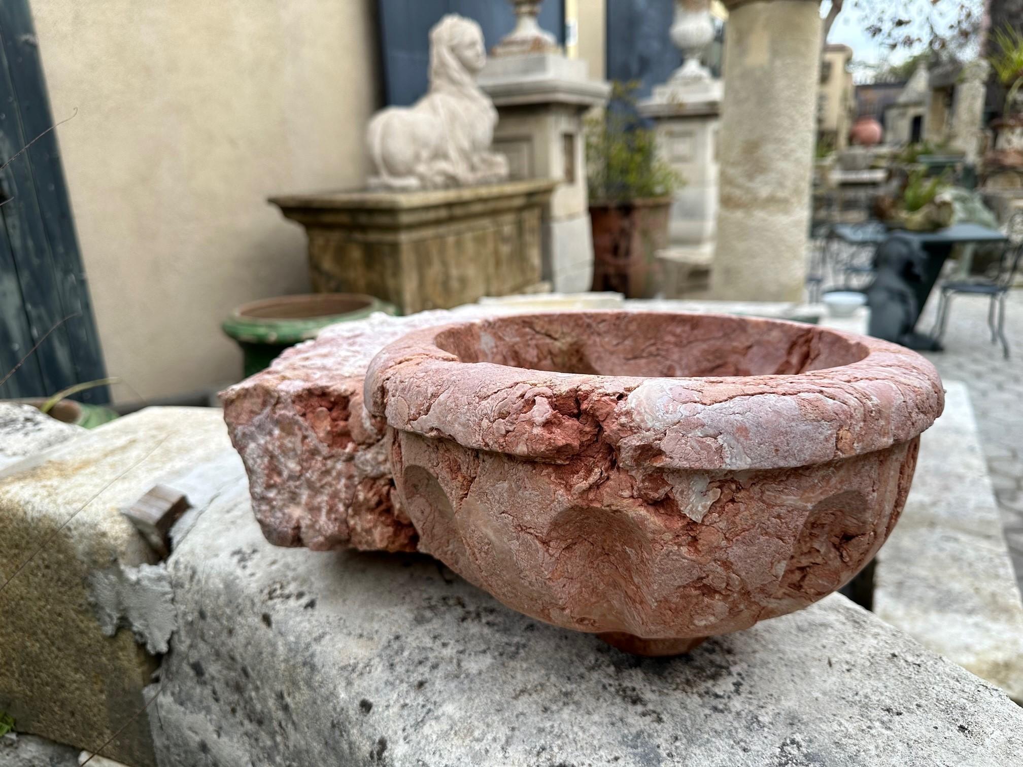 17th C. Hand Carved Stone Basin Jardinière Bowl Planter Vessel Sink Antiques LA For Sale 13