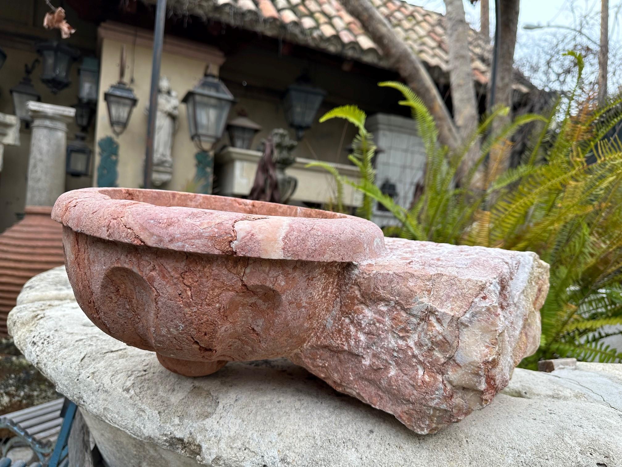 17th C. Hand Carved Stone Basin Jardinière Bowl Planter Vessel Sink Antiques LA For Sale 14