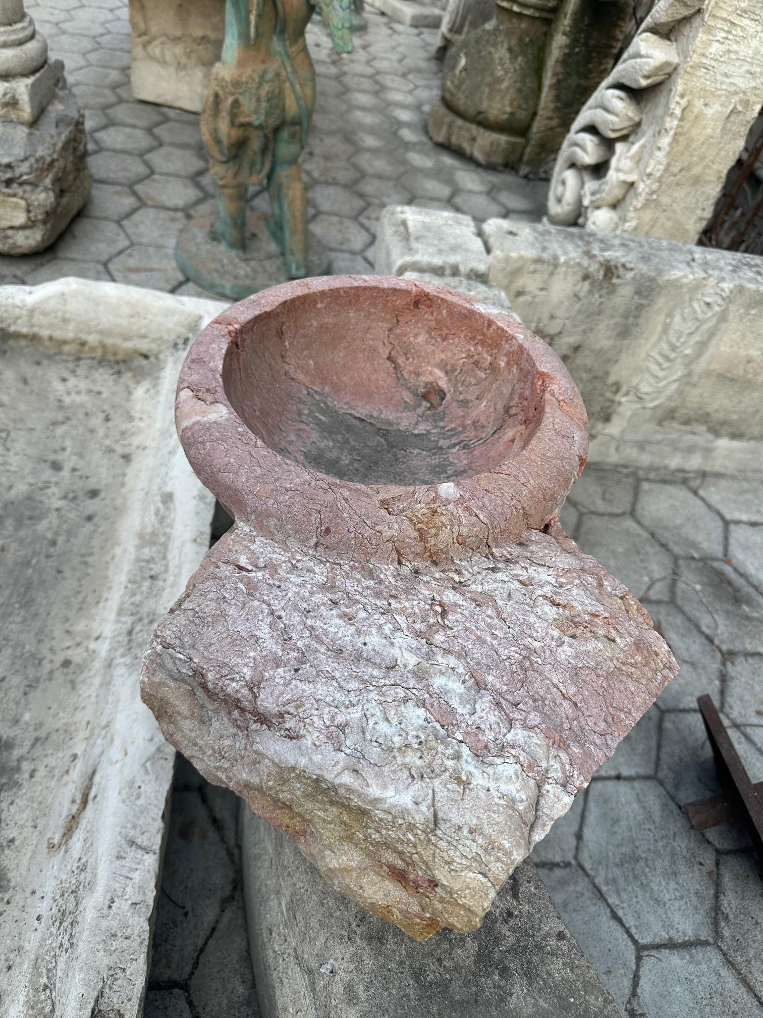 18th Century and Earlier 17th C. Hand Carved Stone Basin Jardinière Bowl Planter Vessel Sink Antiques LA For Sale