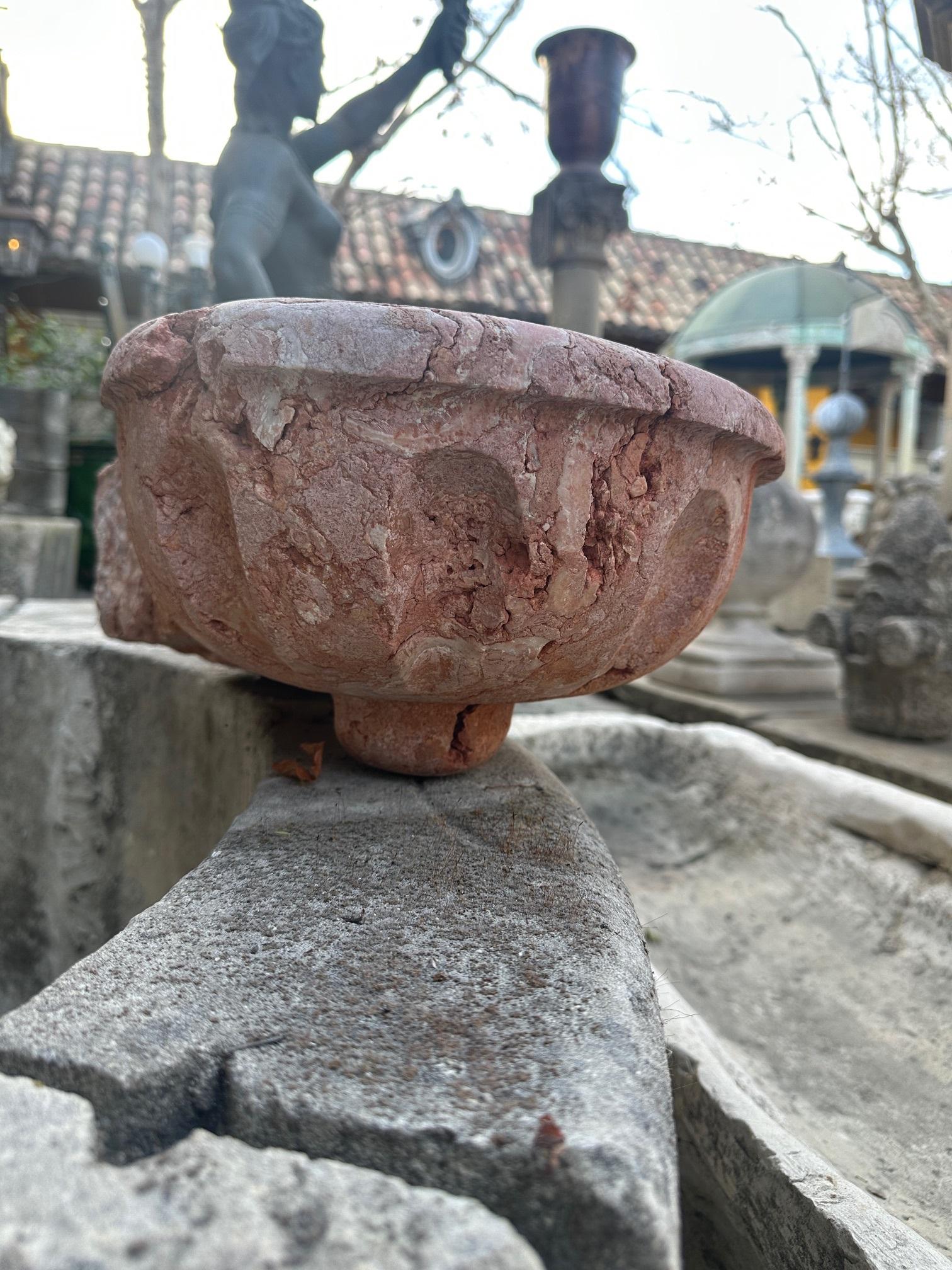 17th C. Hand Carved Stone Basin Jardinière Bowl Planter Vessel Sink Antiques LA For Sale 2