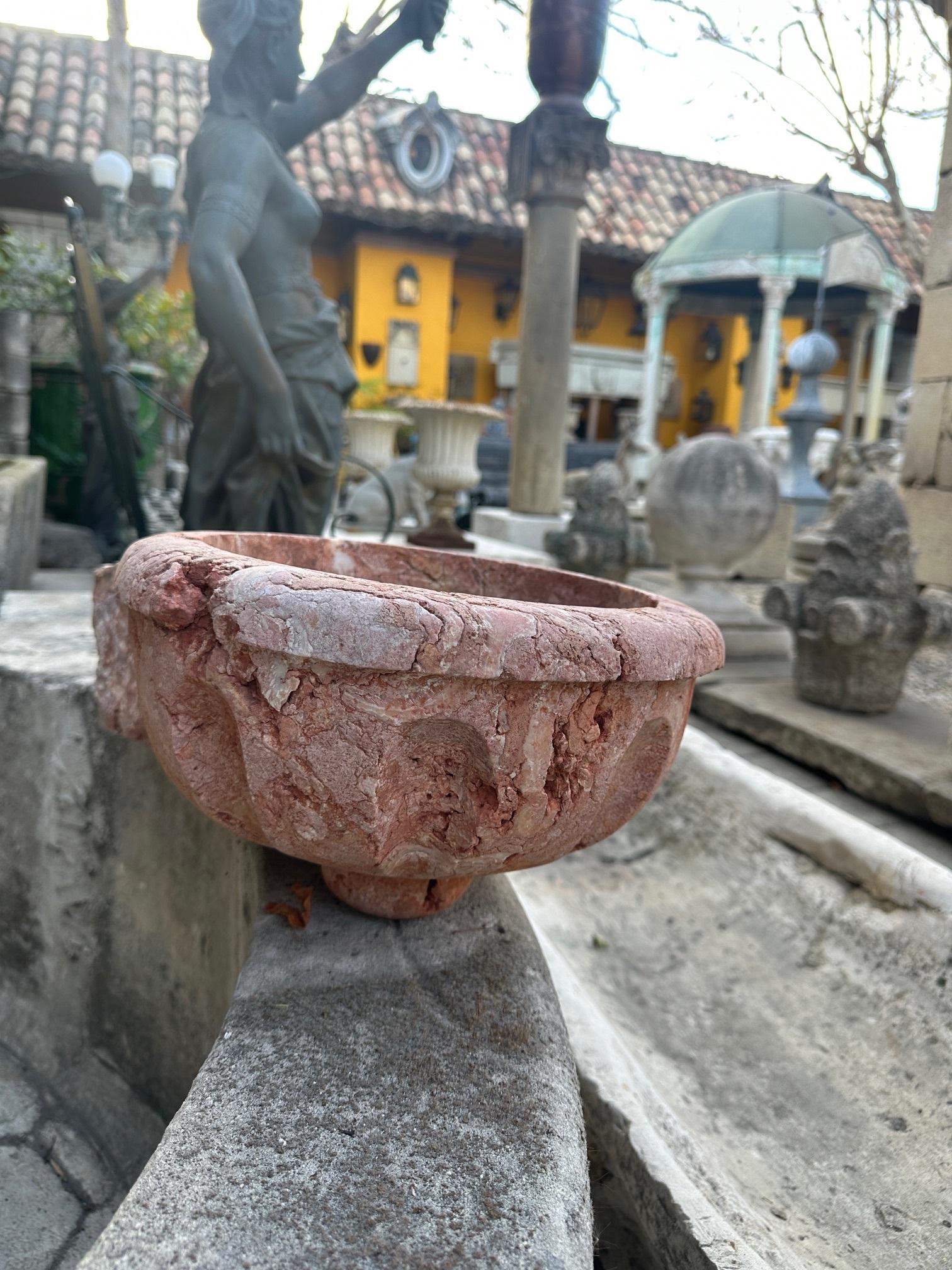 17th C. Hand Carved Stone Basin Jardinière Bowl Planter Vessel Sink Antiques LA For Sale 3