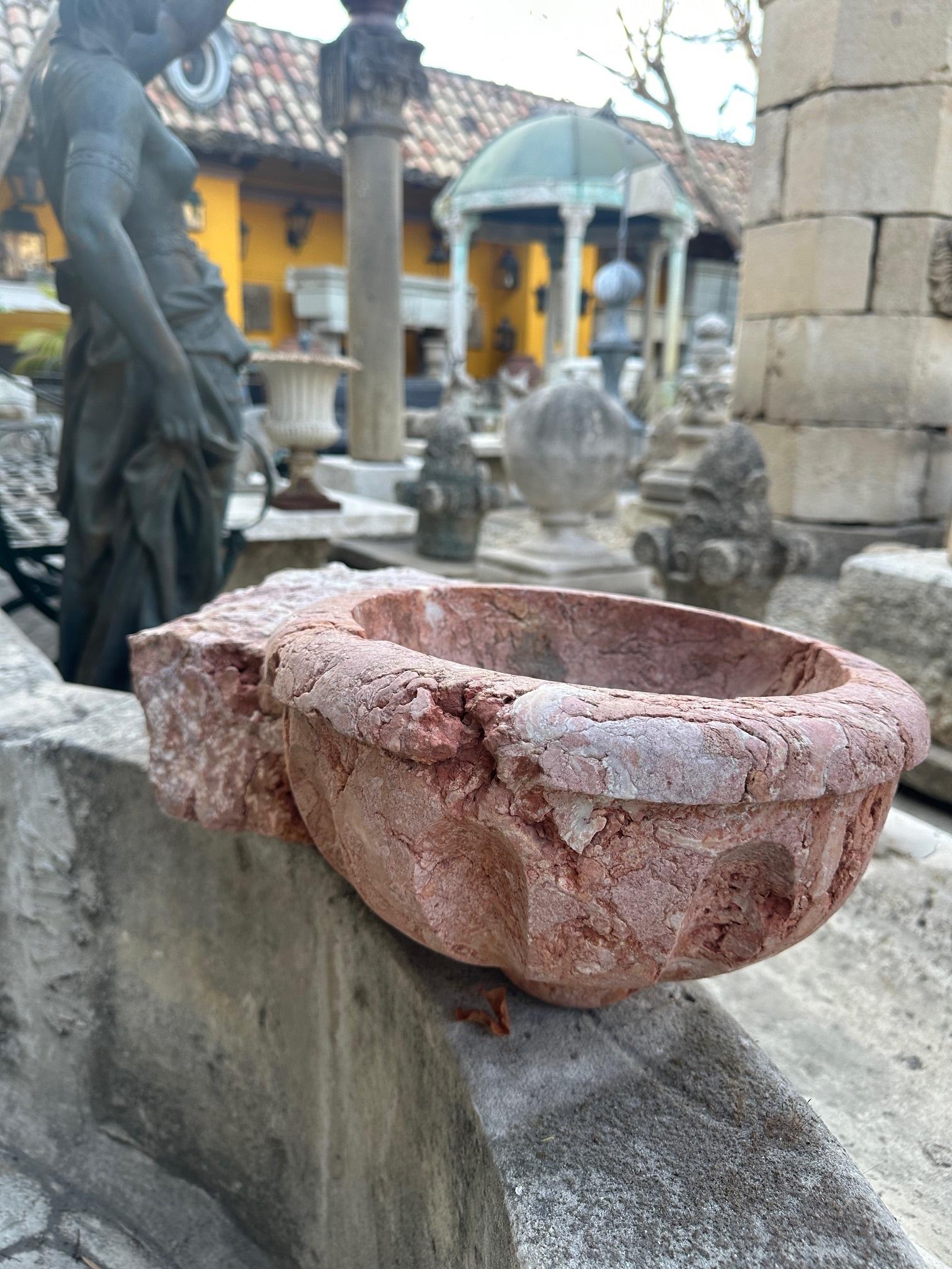 17th C. Hand Carved Stone Basin Jardinière Bowl Planter Vessel Sink Antiques LA For Sale 4