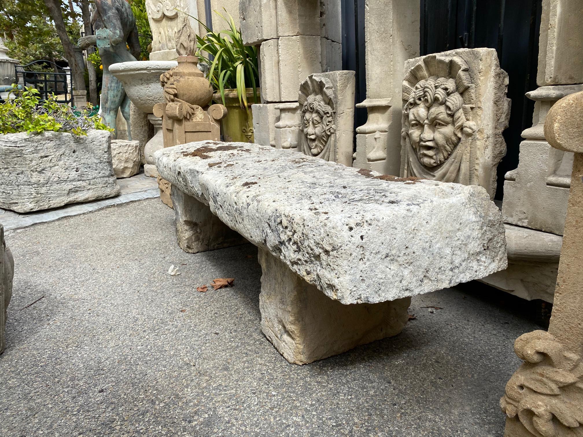 Large Hand Carved Stone Garden Bench Seat Focal point Antiques Los Angeles CA LA 1