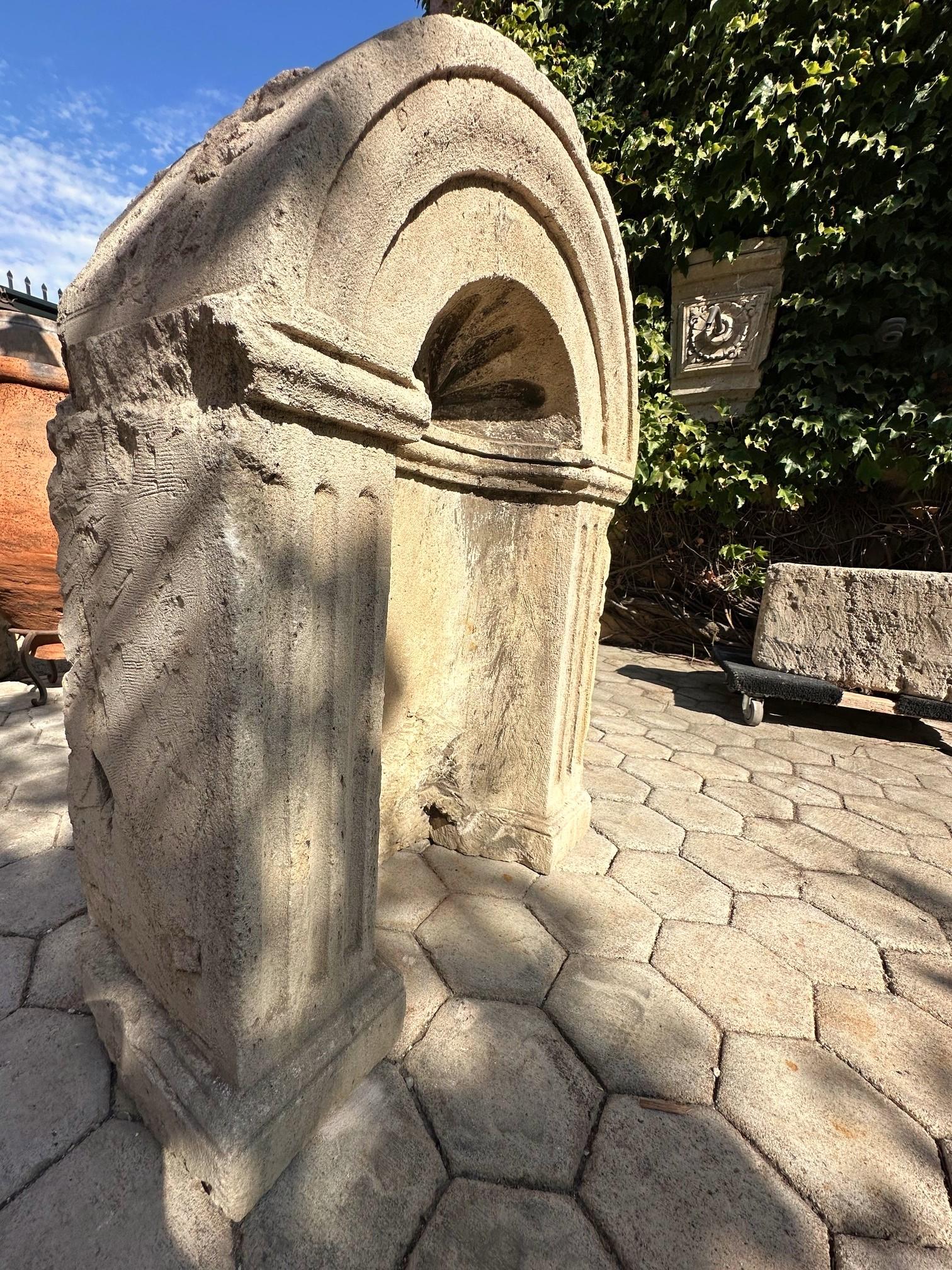 17th C. Hand Carved Stone Niche Wall Mount Plaque Architectural Element Antique For Sale 12