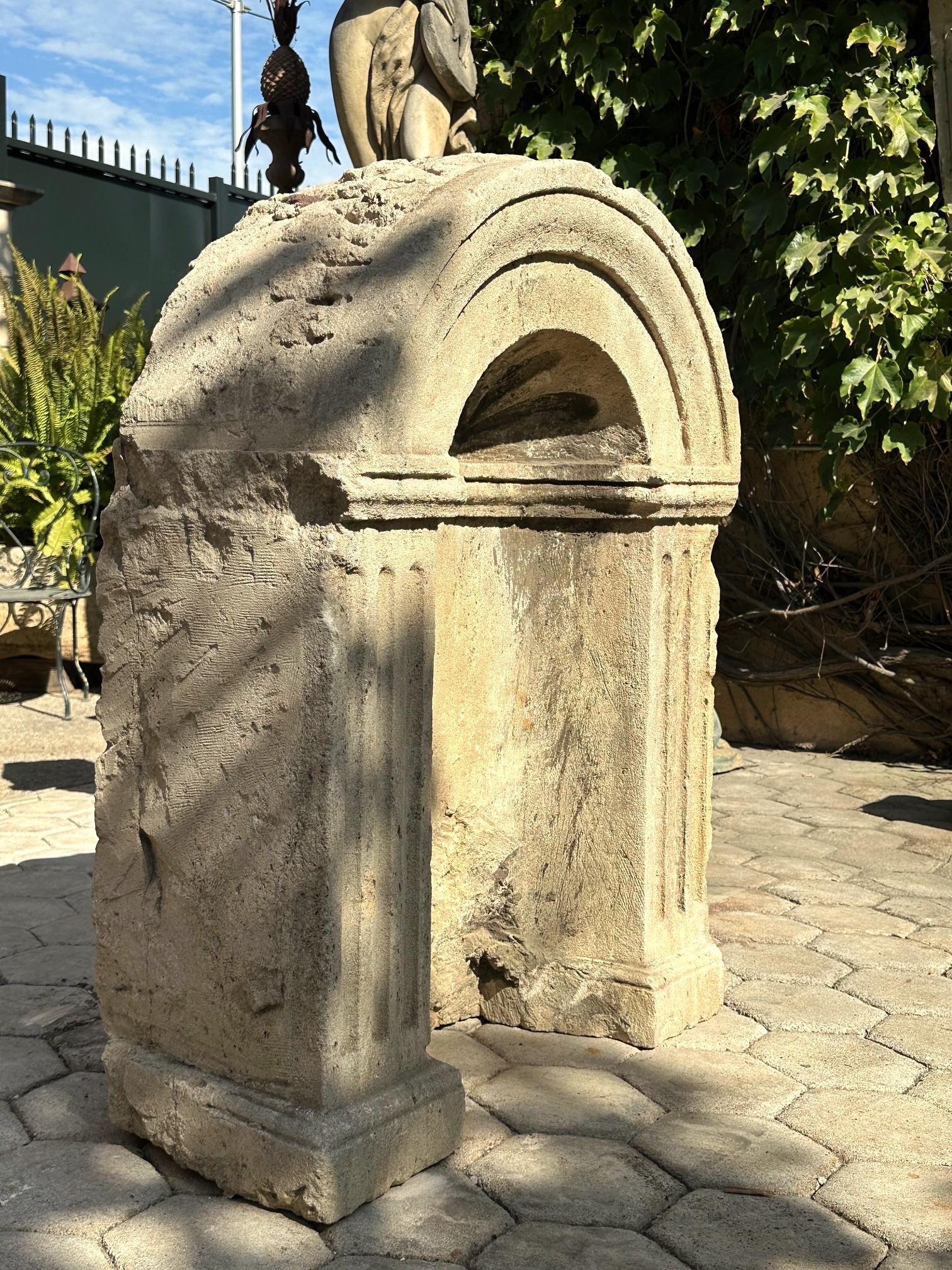 17th C. Hand Carved Stone Niche Wall Mount Plaque Architectural Element Antique For Sale 14