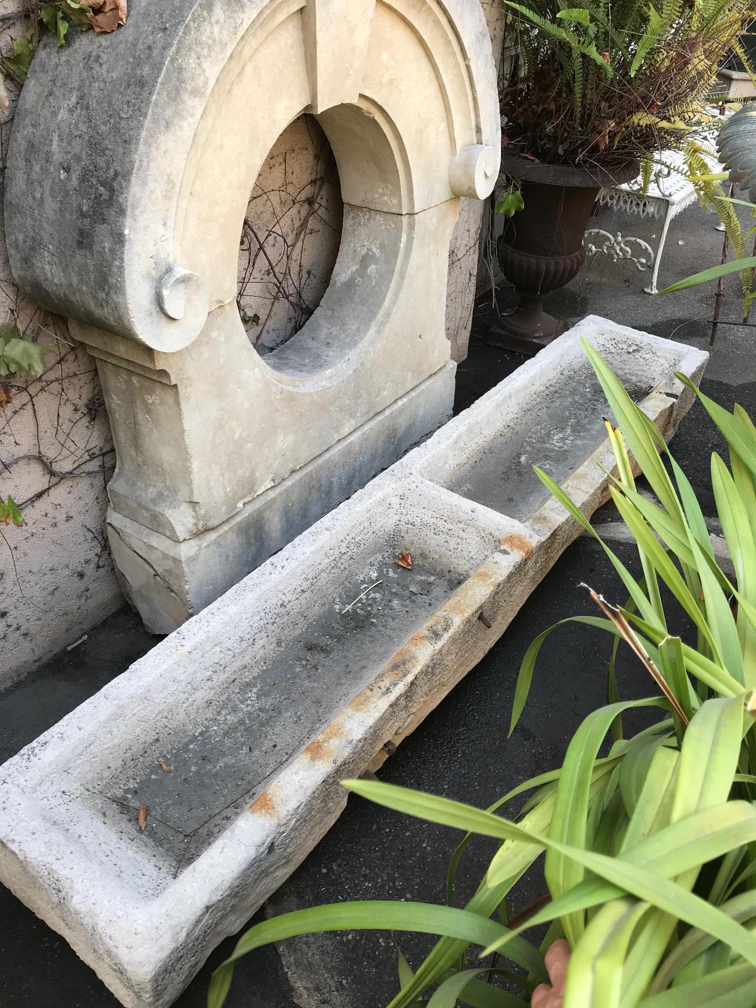 French Horse Trough Hand Carved Stone Container Sink Antiques Garden Los Angeles CA LA