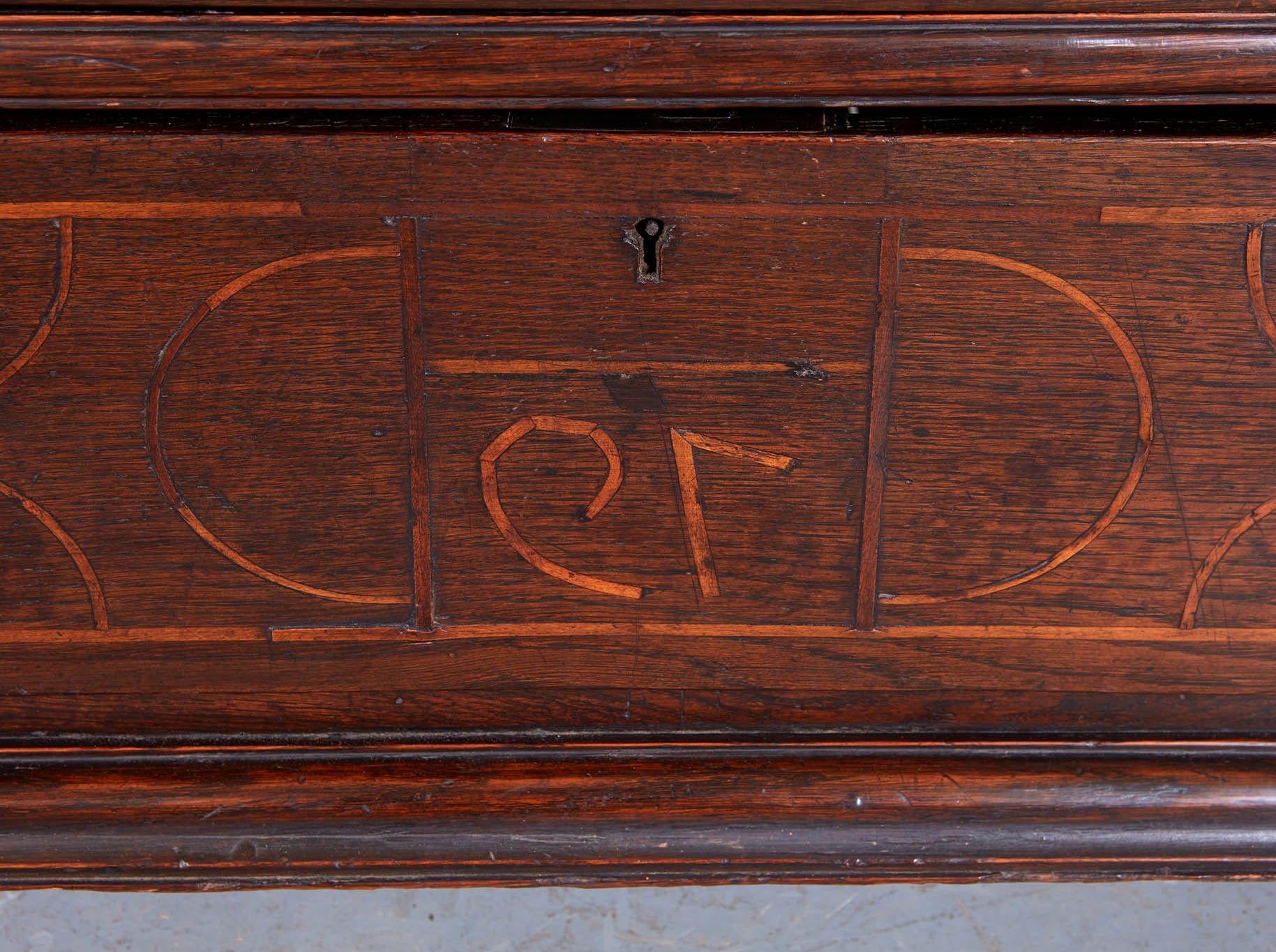 18th Century and Earlier 17th c. Inlaid Oak Chest of Drawers For Sale