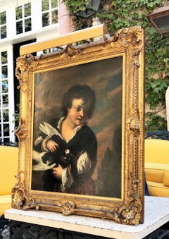 Pintura de la escuela napolitana del siglo XVII Lienzo al óleo Viejo maestro Mola Giovanni Battista