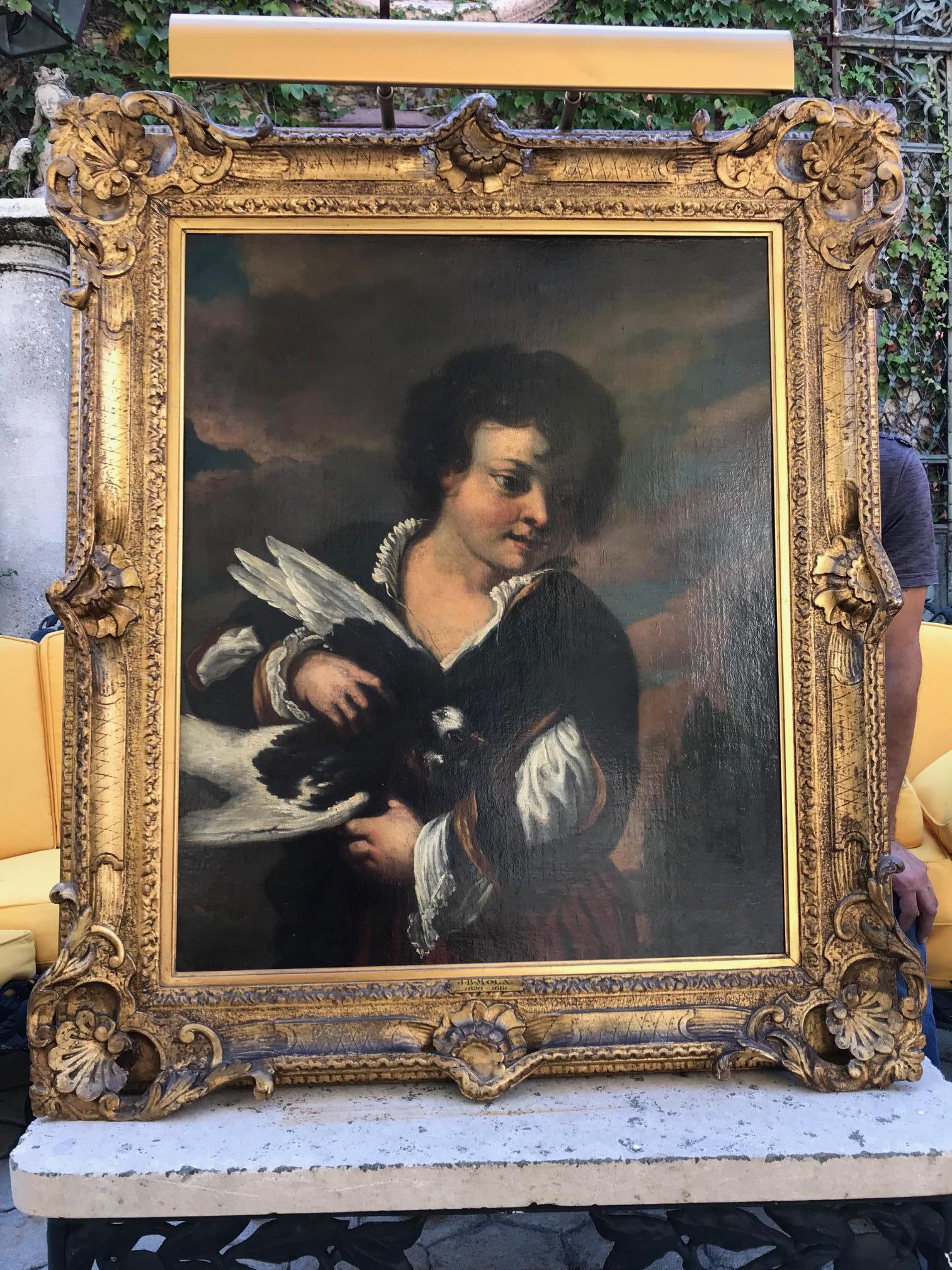 Pintura de la escuela napolitana del siglo XVII Lienzo al óleo Viejo maestro Mola Giovanni Battista siglo XVIII y antes en venta