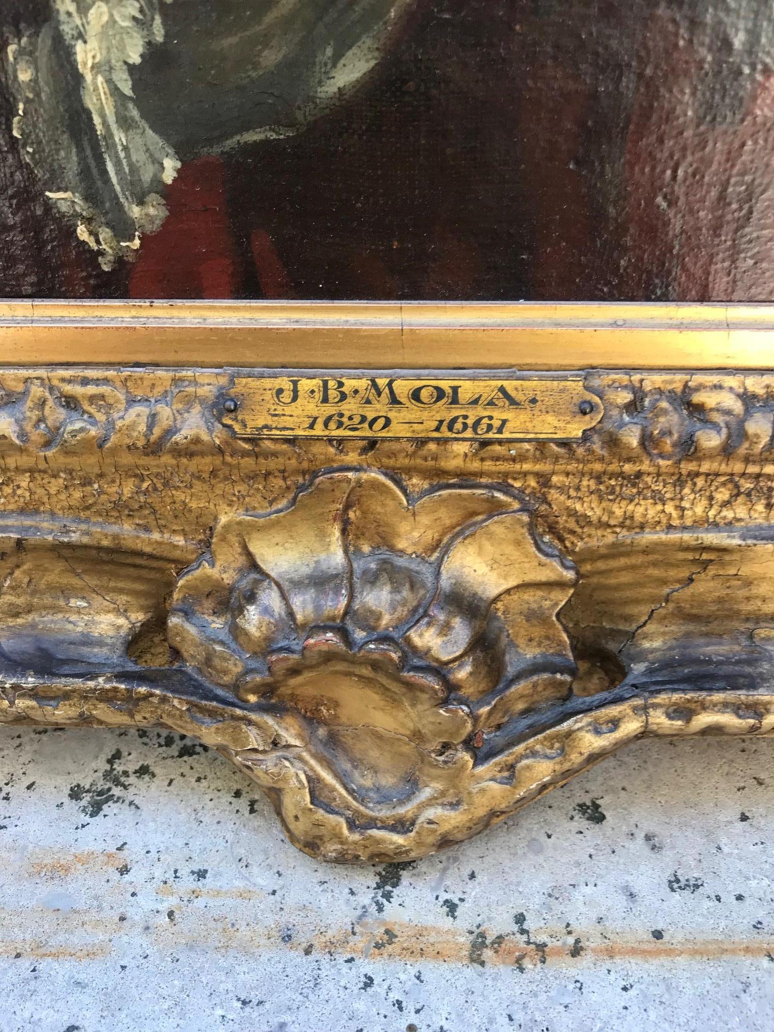 Pintura de la escuela napolitana del siglo XVII Lienzo al óleo Viejo maestro Mola Giovanni Battista en venta 1