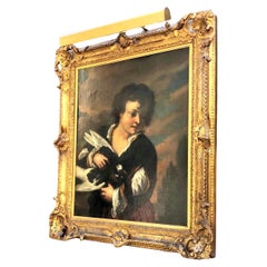 Pittura di scuola napoletana del 17° secolo su tela, vecchio maestro Mola Giovanni Battista