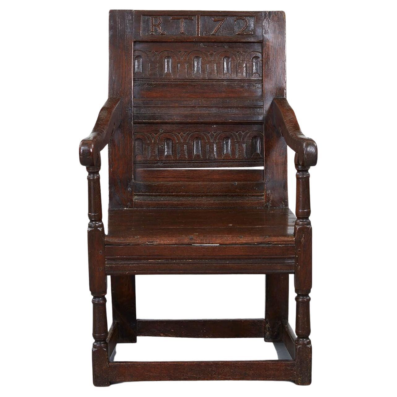 17th C. Oak Paneled Armchair