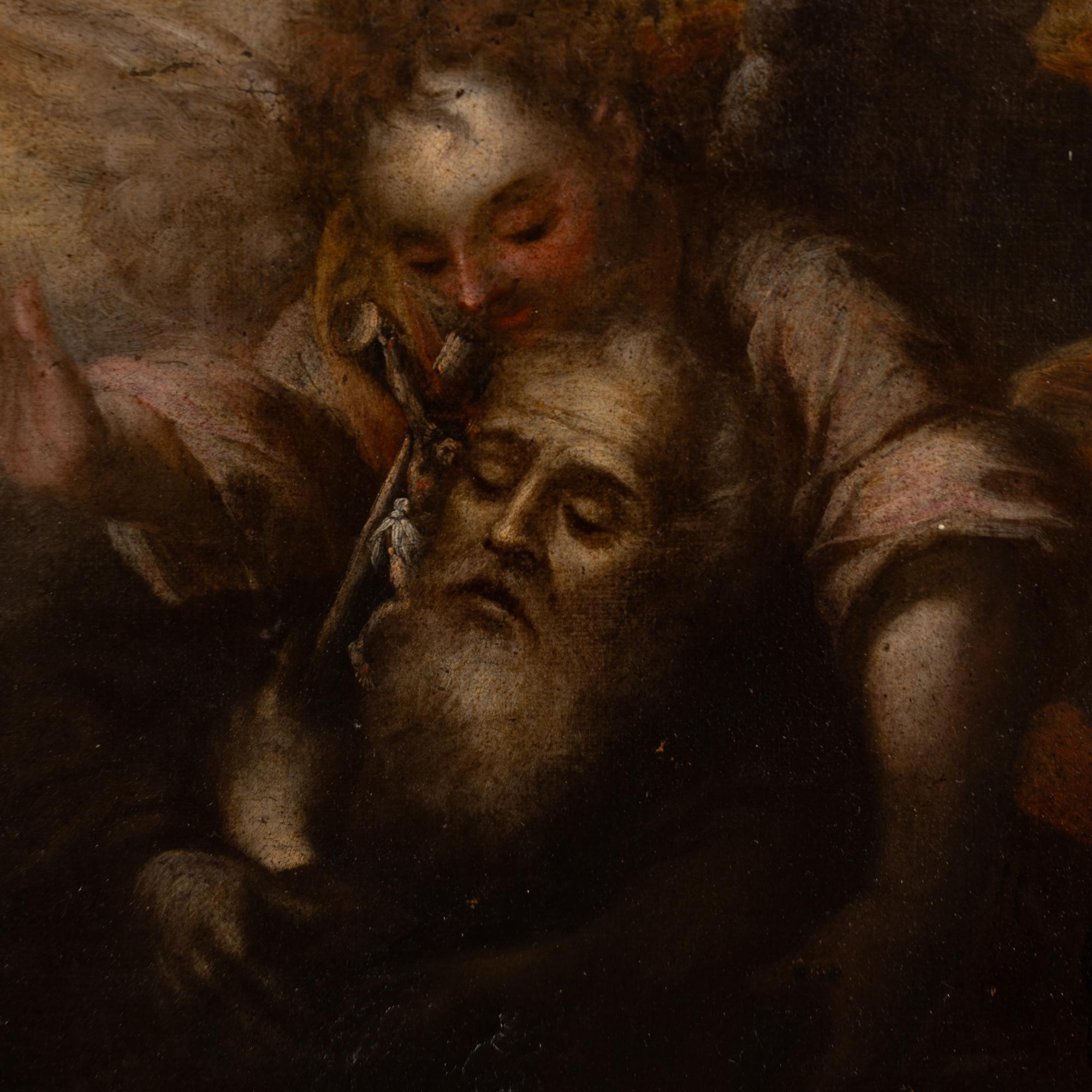 17th Century 17th C. Original Oil on Canvas Painting of Passing & Last Communion of St.Jerome For Sale
