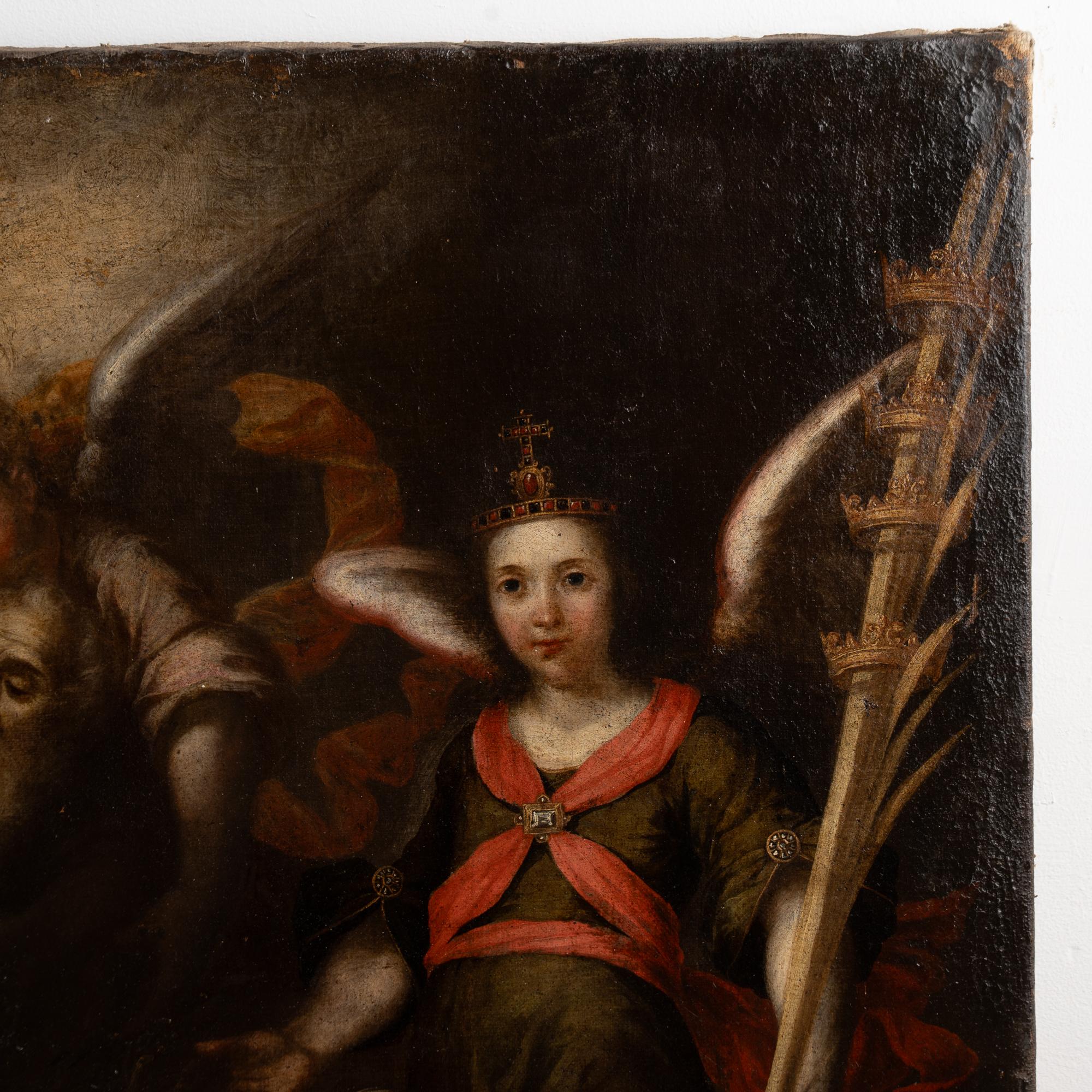 17th C. Original Oil on Canvas Painting of Passing & Last Communion of St.Jerome For Sale 1