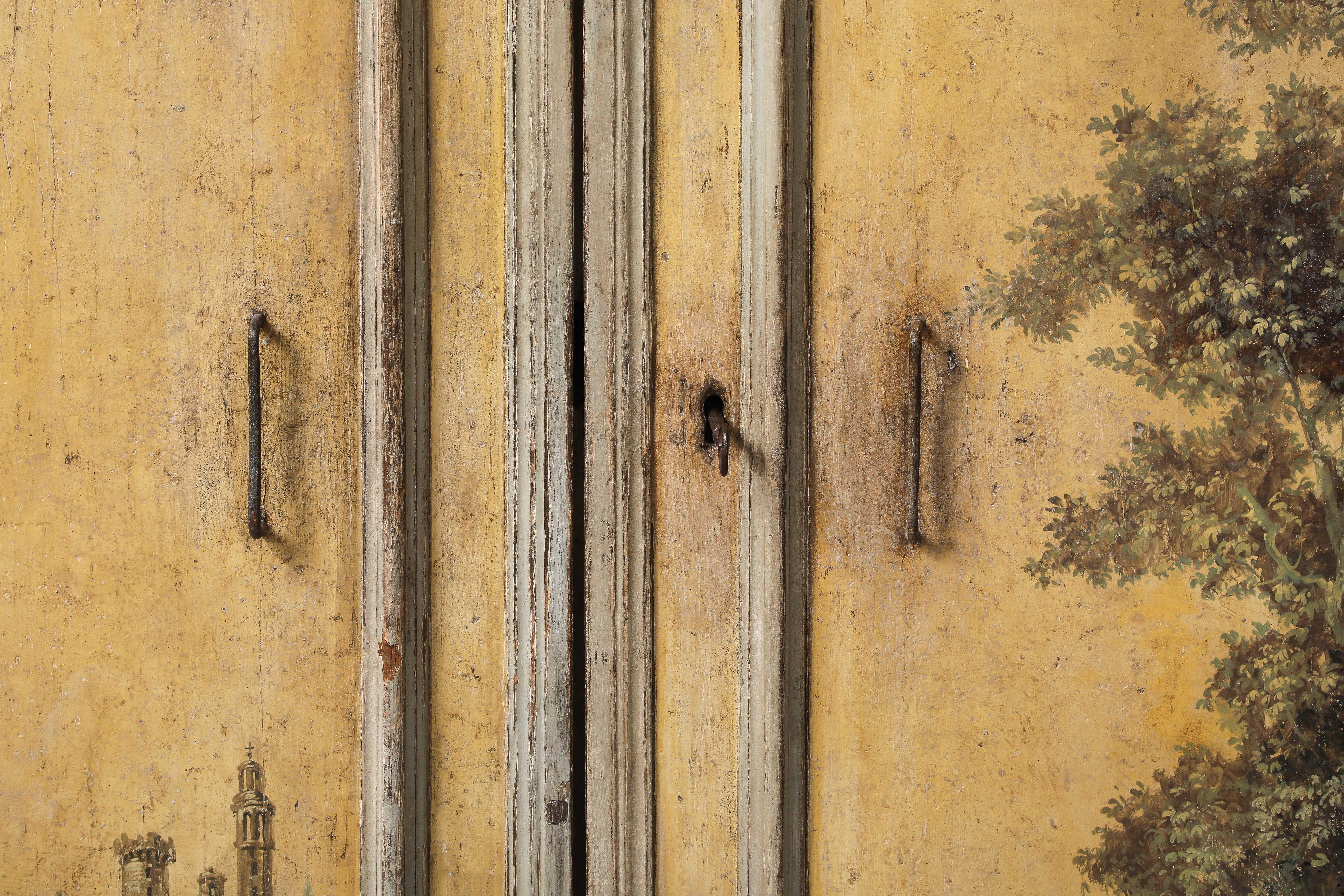 17th C. Painted Cabinet with Chalk, Graphite Panel Drawings, Turin, Italy For Sale 3