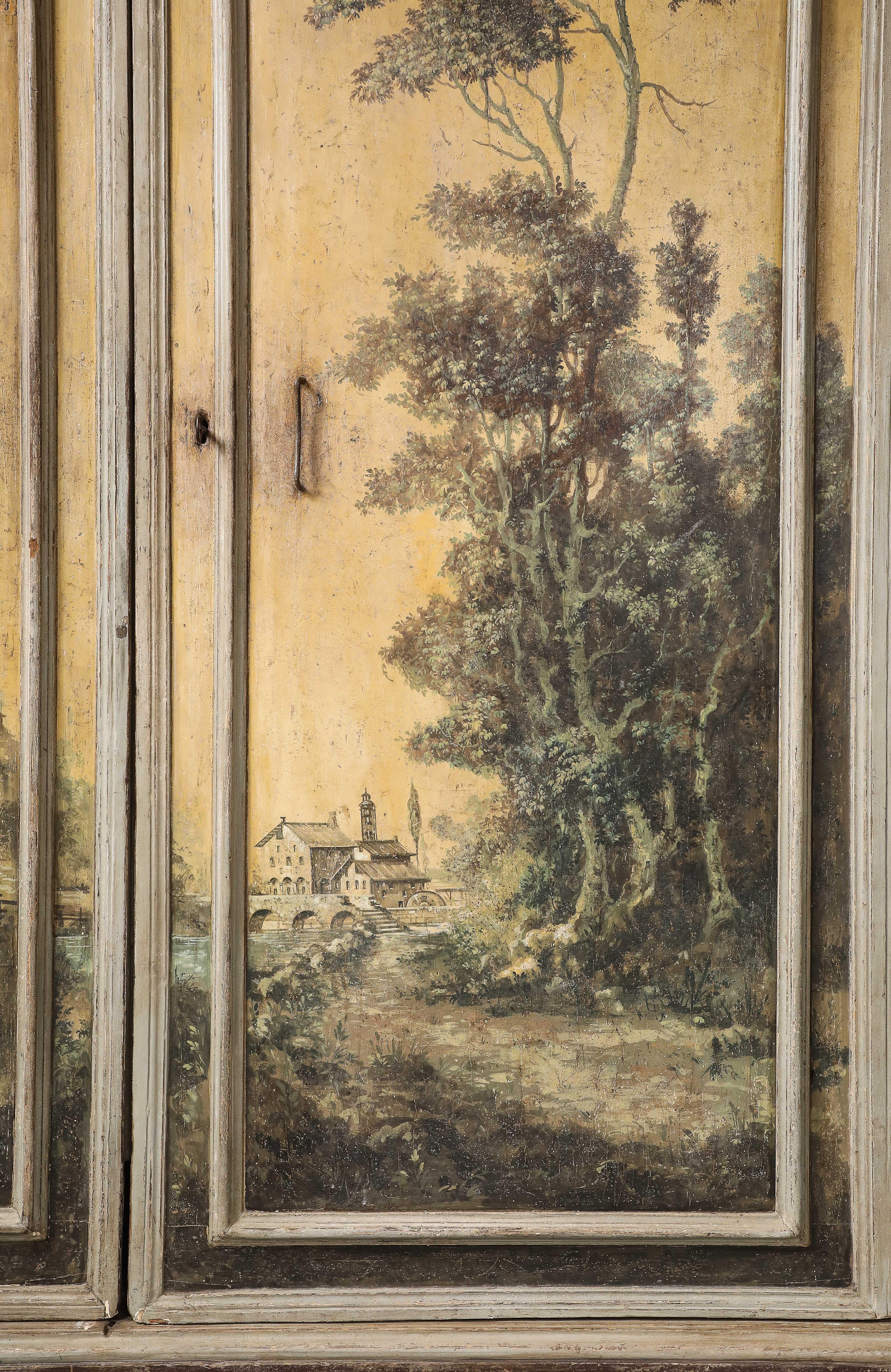 17th C. Painted Cabinet with Chalk, Graphite Panel Drawings, Turin, Italy In Good Condition For Sale In Brooklyn, NY