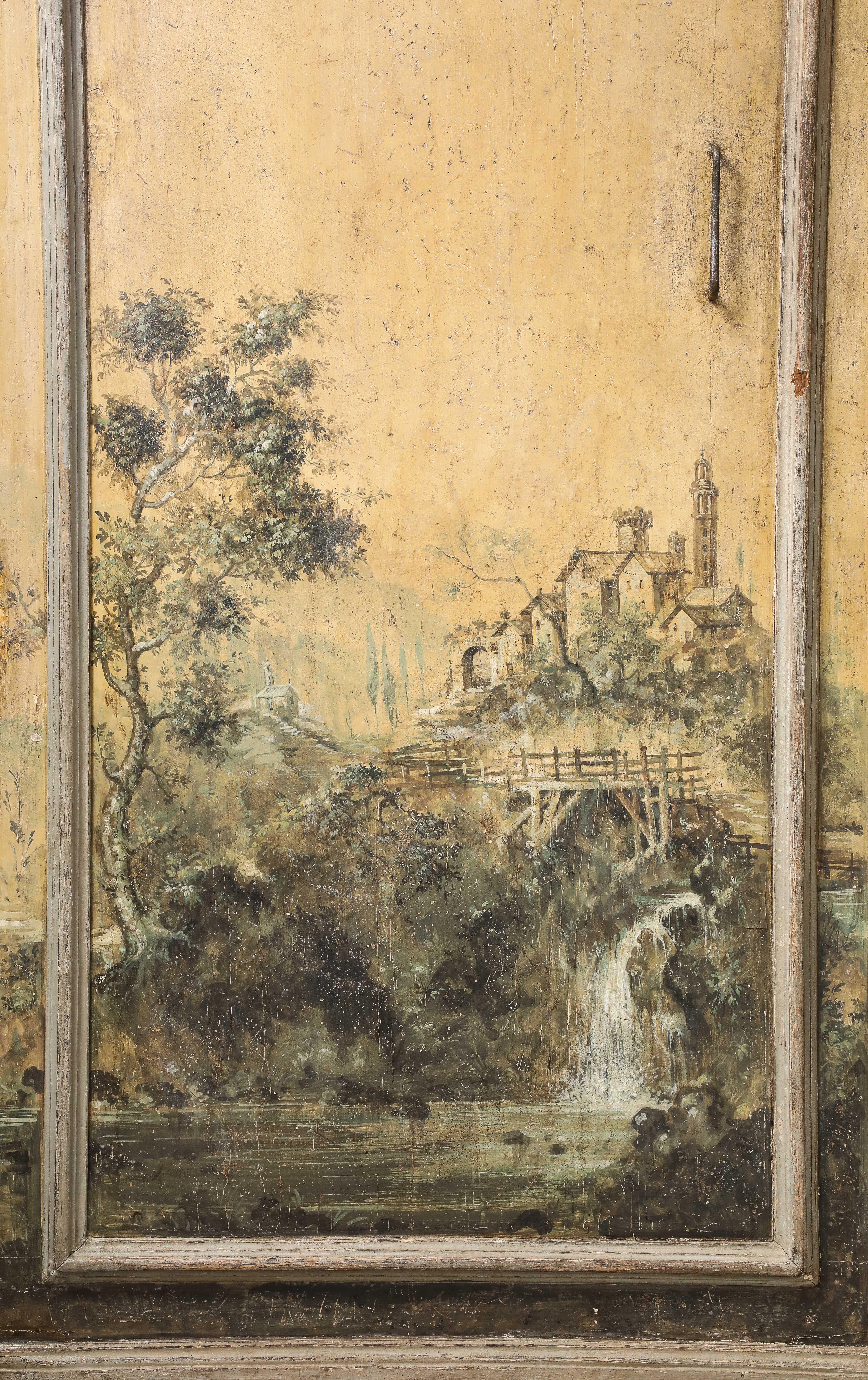 Wood 17th C. Painted Cabinet with Chalk, Graphite Panel Drawings, Turin, Italy For Sale