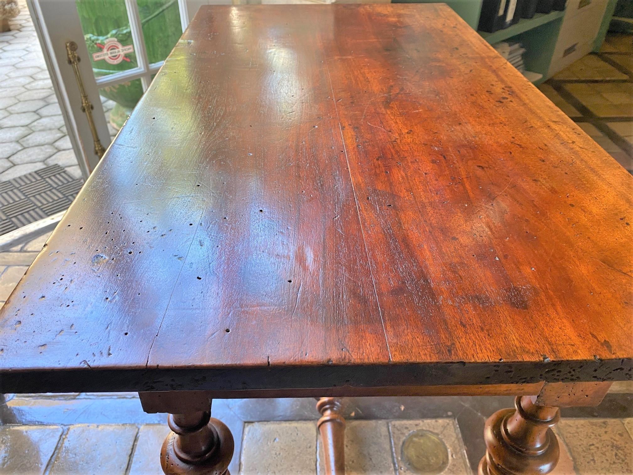 17th C. Provencal Hand Carved Antique Side Table Walnut Desk Drawers Farm LA CA For Sale 7