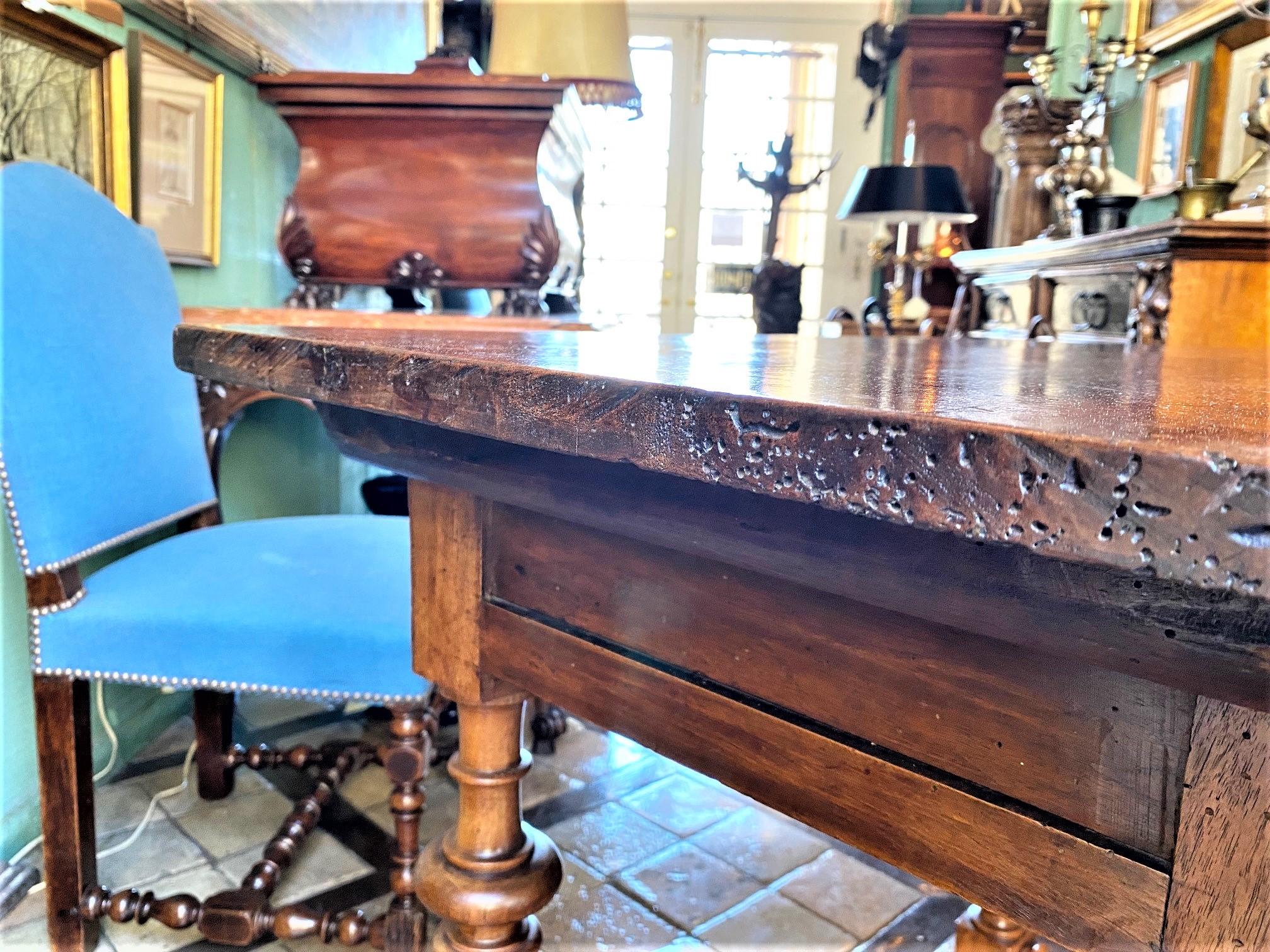 17th C. Provencal Hand Carved Antique Side Table Walnut Desk Drawers Farm LA CA For Sale 11