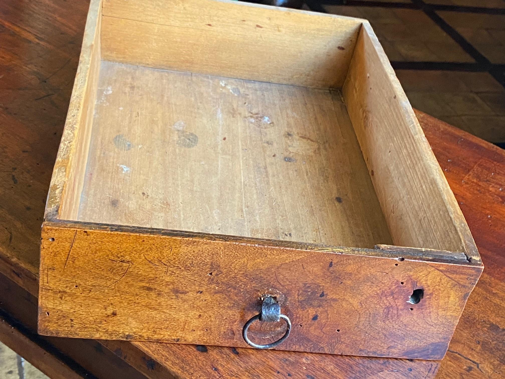 17th C. Provencal Hand Carved Antique Side Table Walnut Desk Drawers Farm LA CA For Sale 12