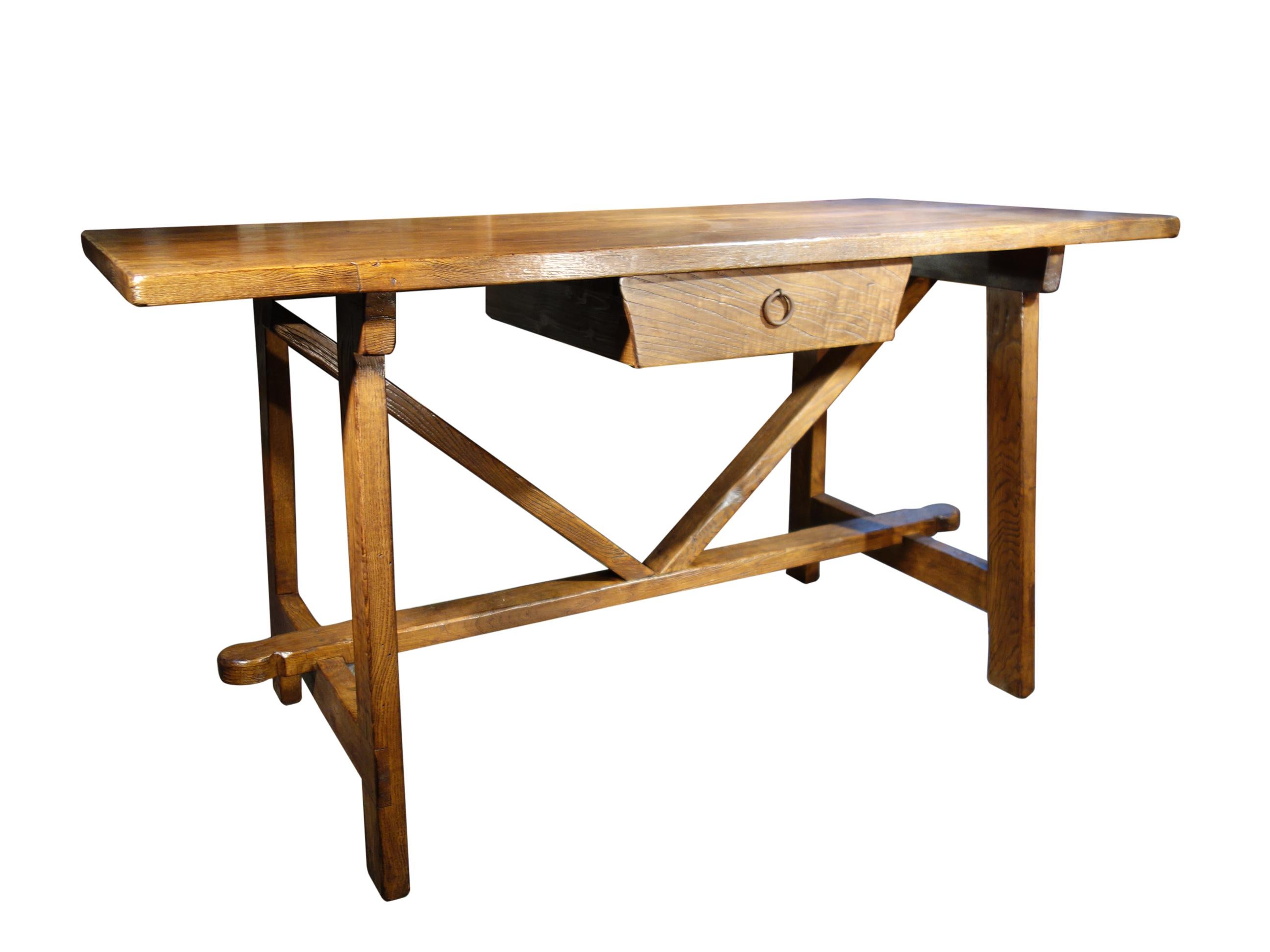 Contemporary 17th C Style Antique Reproduction Italian Chestnut CAPRETTA Writing Desk Custom For Sale