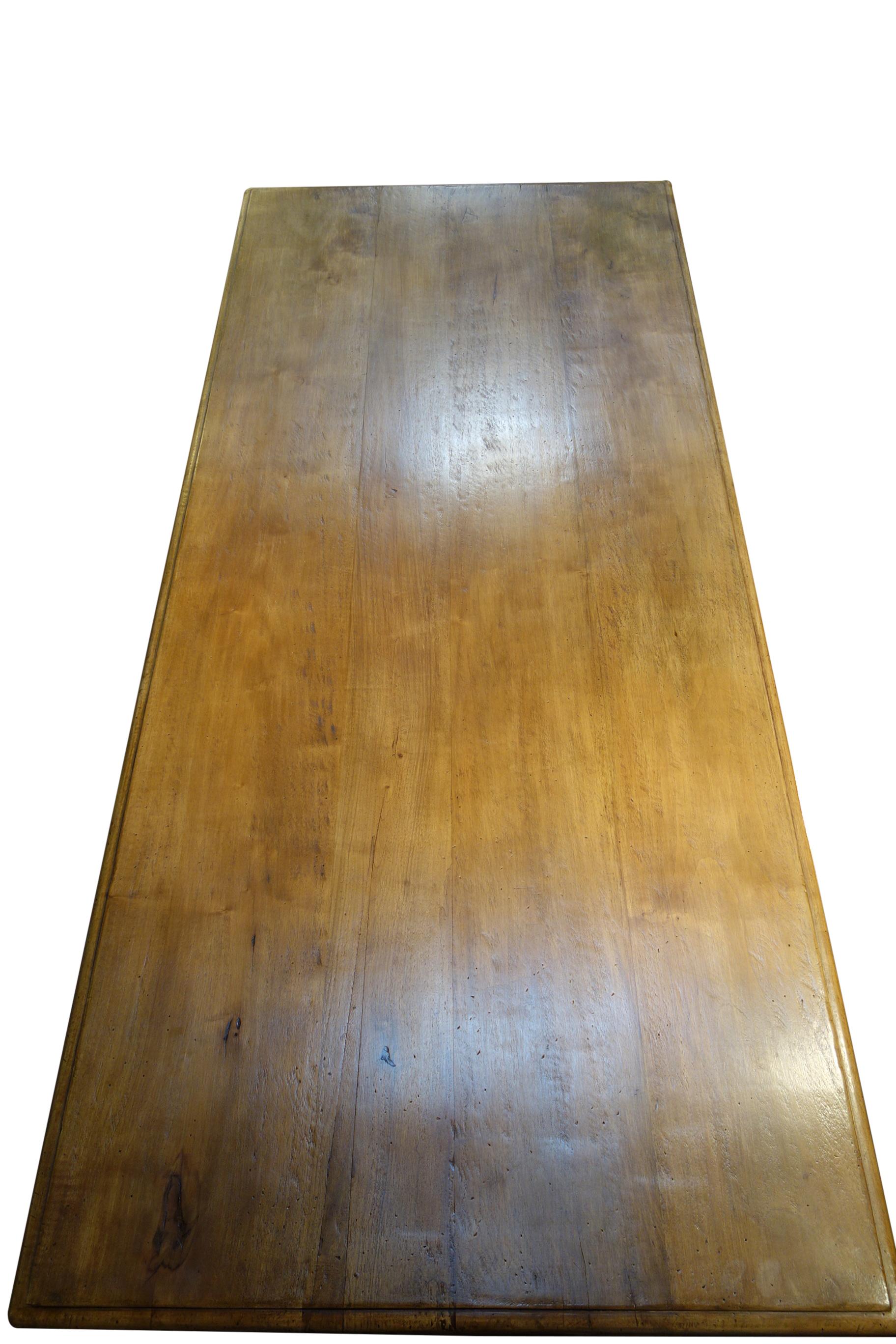 17th C Style Italian Walnut Refectory Dining Table Natural finish In-Stock  For Sale 5