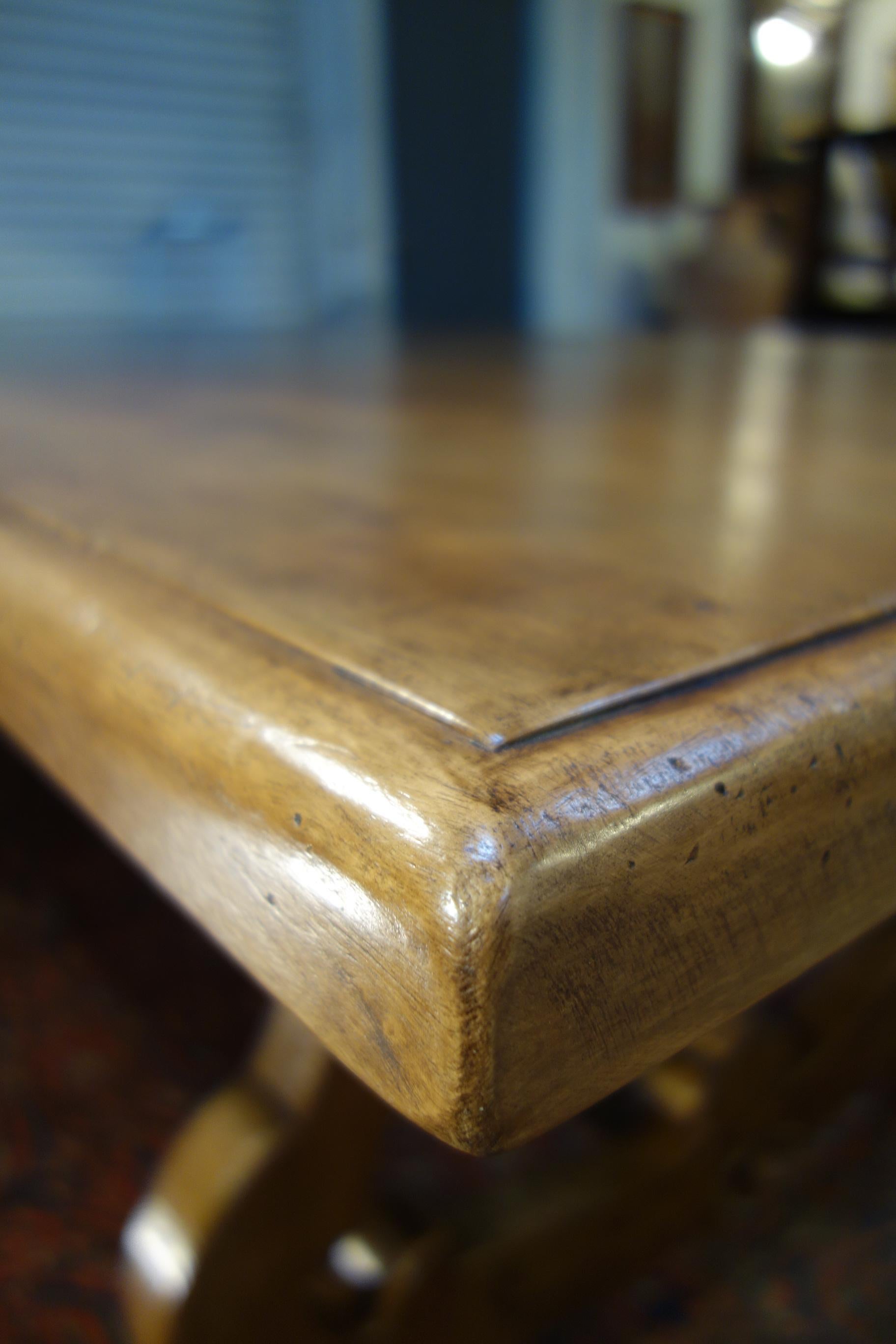 17th C Style Italian Walnut Refectory Dining Table Natural finish In-Stock  For Sale 9