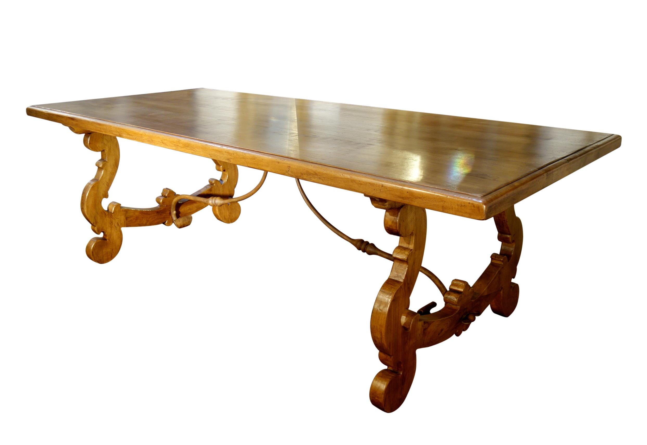 Baroque 17th C Style Italian Walnut Refectory Dining Table Natural finish In-Stock  For Sale