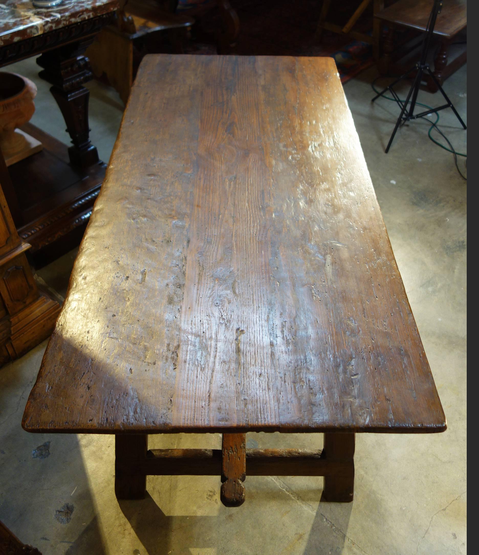 17th C Style Italian Rustic Primitive Reclaimed Wood Farmhouse Table To Order For Sale 6