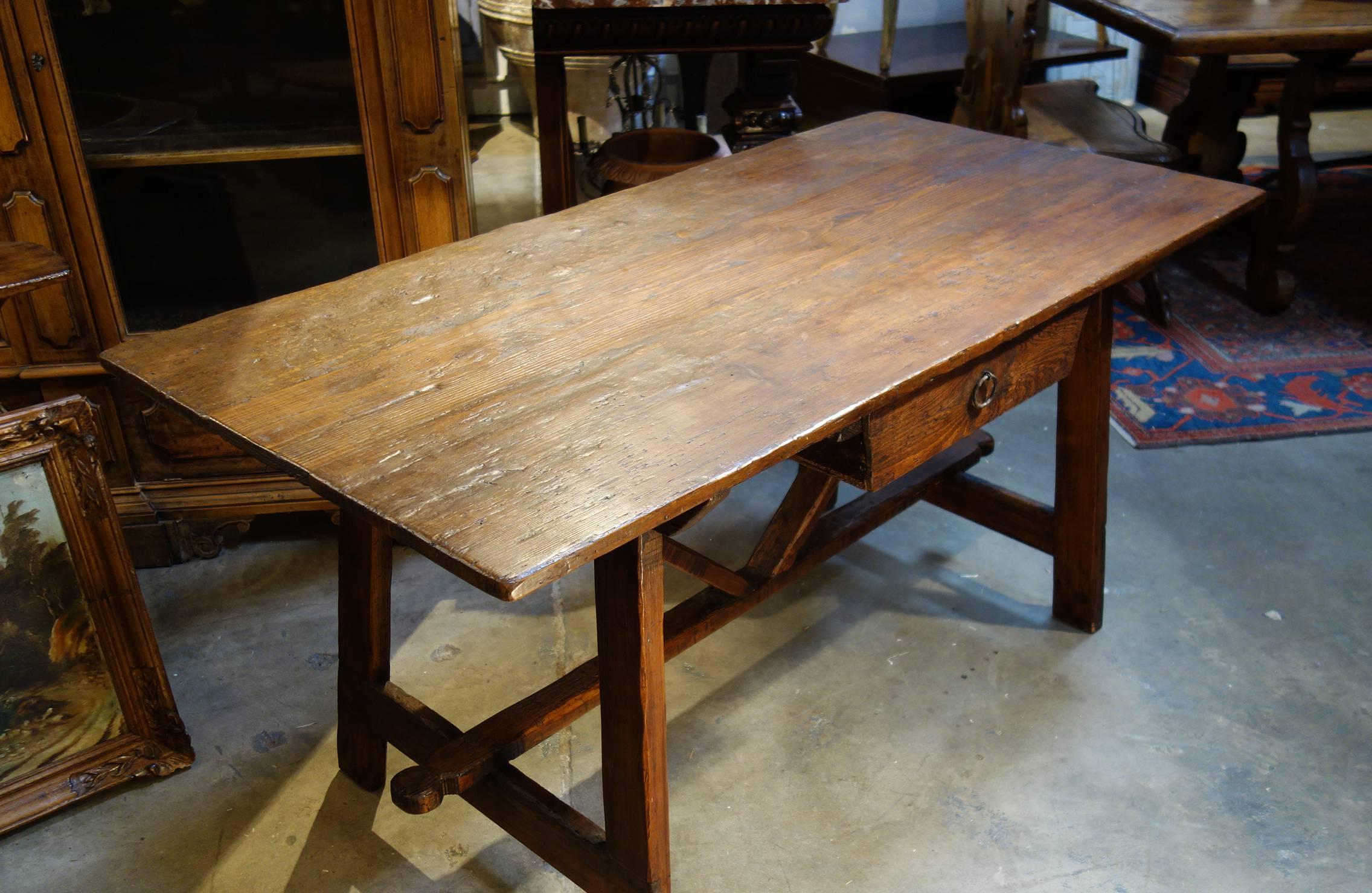 17th C Style Italian Rustic Primitive Reclaimed Wood Farmhouse Table To Order For Sale 8