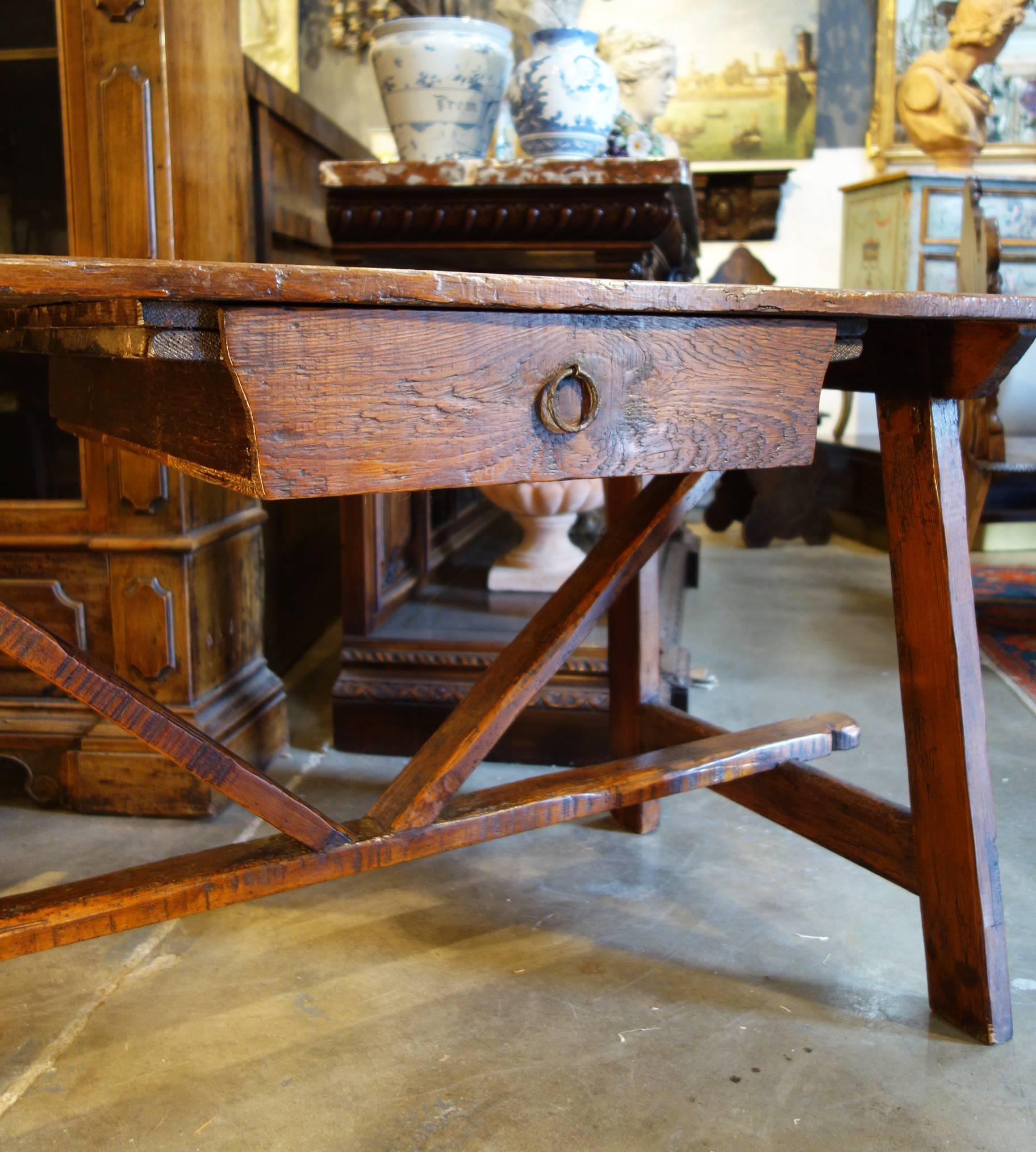 Fir 17th C Style Italian Rustic Primitive Reclaimed Wood Farmhouse Table To Order For Sale