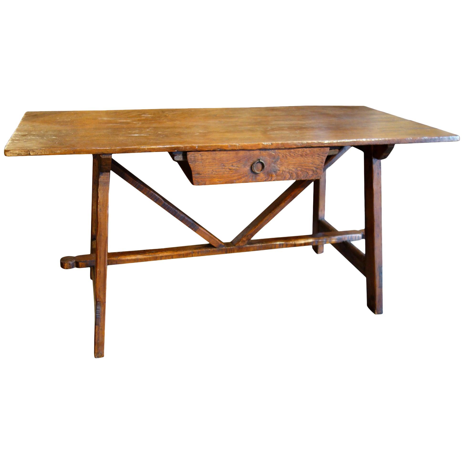 17th C Style Italian Rustic Primitive Reclaimed Wood Farmhouse Table To Order For Sale