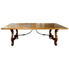 17th C Style Italian Walnut Refectory Dining Table Natural finish In-Stock