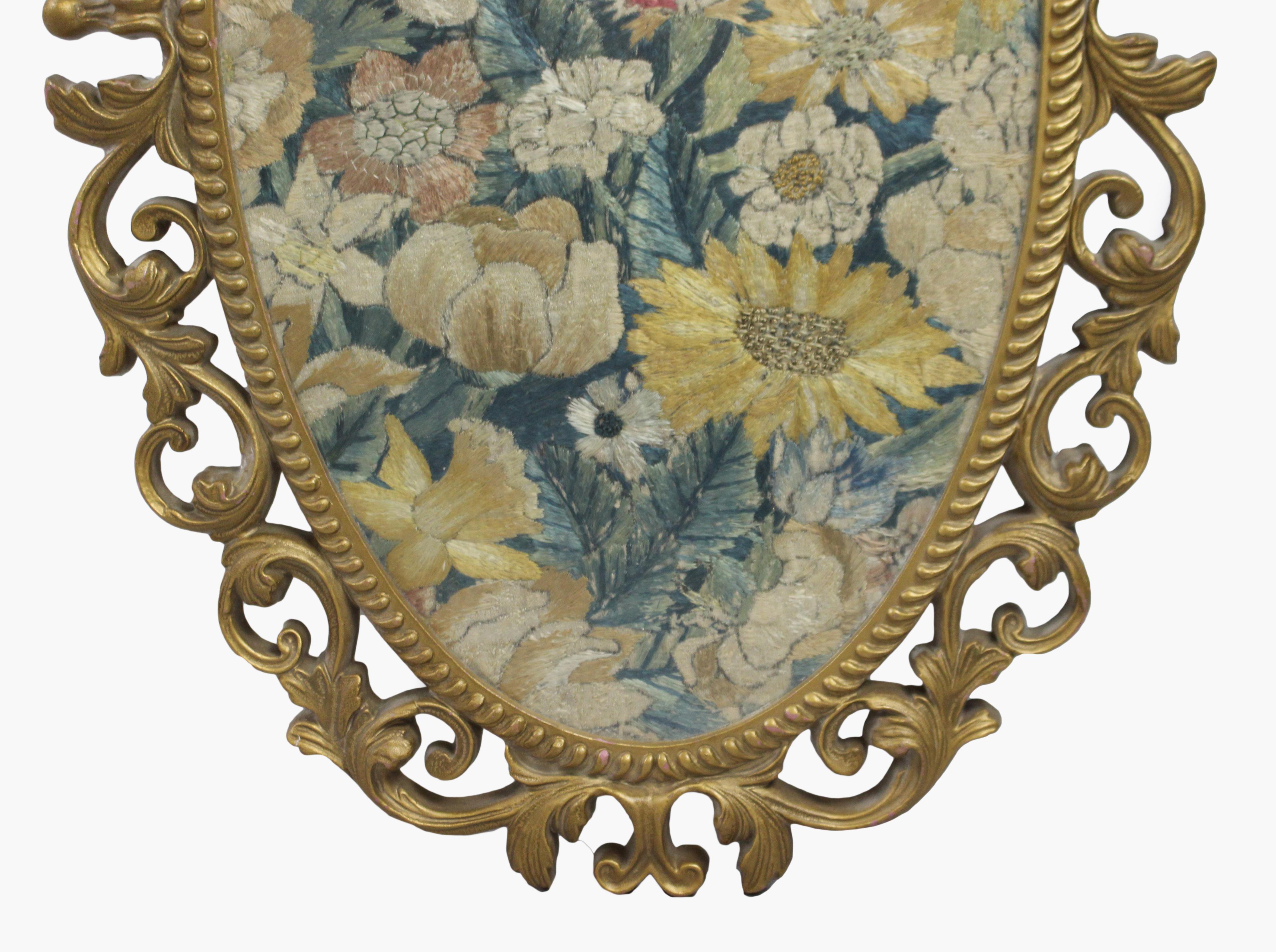 18th Century and Earlier 17th c. Tapestry Panel Set in Oval Gilt Frame from Warwick Castle