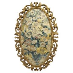 17th c. Tapestry Panel Set in Oval Gilt Frame from Warwick Castle