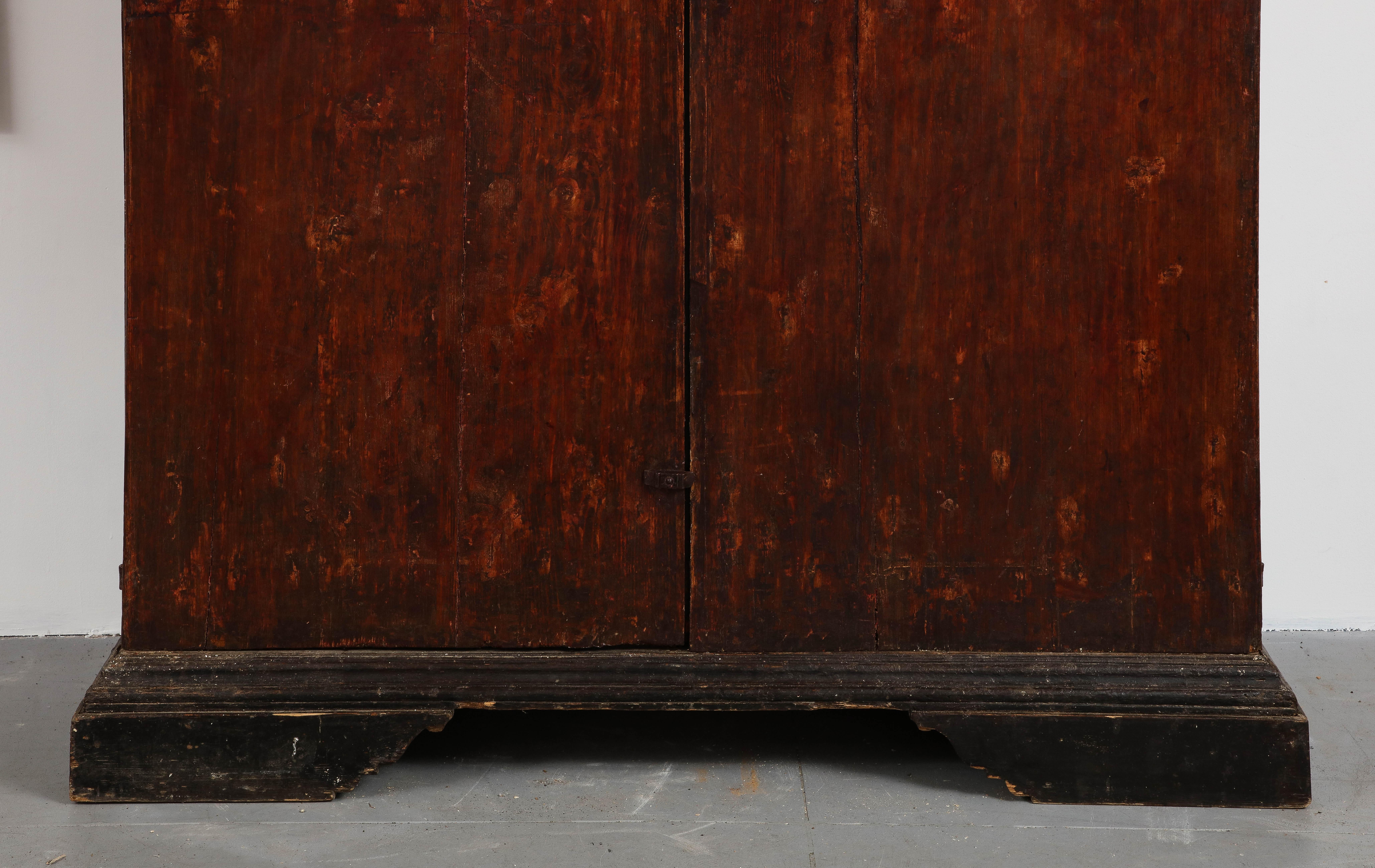 17th C. Tuscan Walnut Lacquered Cabinet with Shelves, Italy 7
