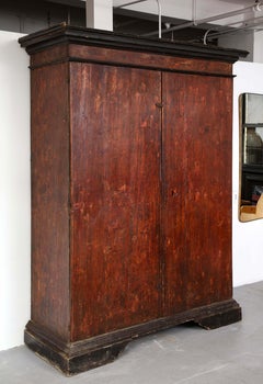 17th C. Tuscan Walnut Lacquered Cabinet with Shelves, Italy