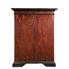 17th C. Tuscan Walnut Lacquered Cabinet with Shelves, Italy