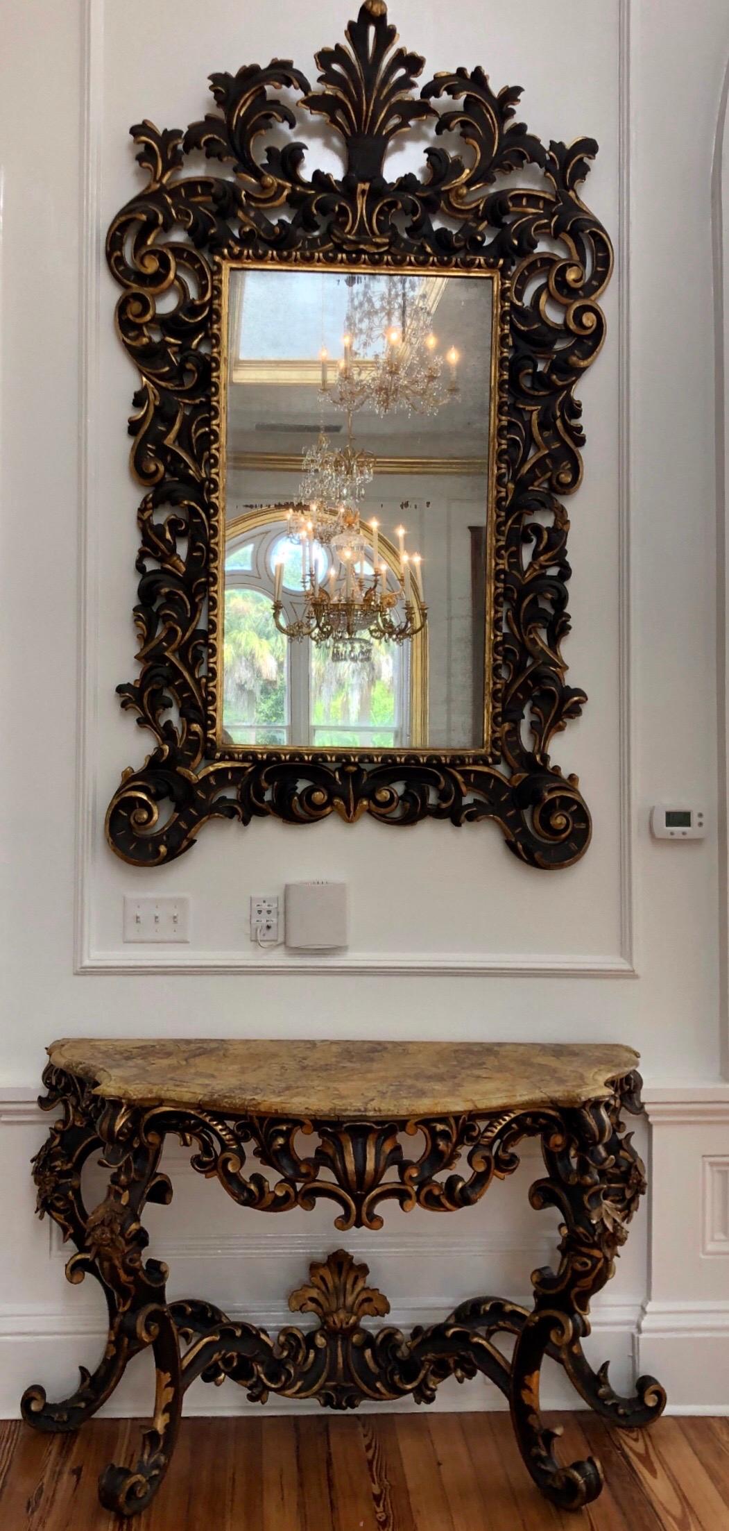 Rococo 17th Century Venetian Console Table and Mirror For Sale