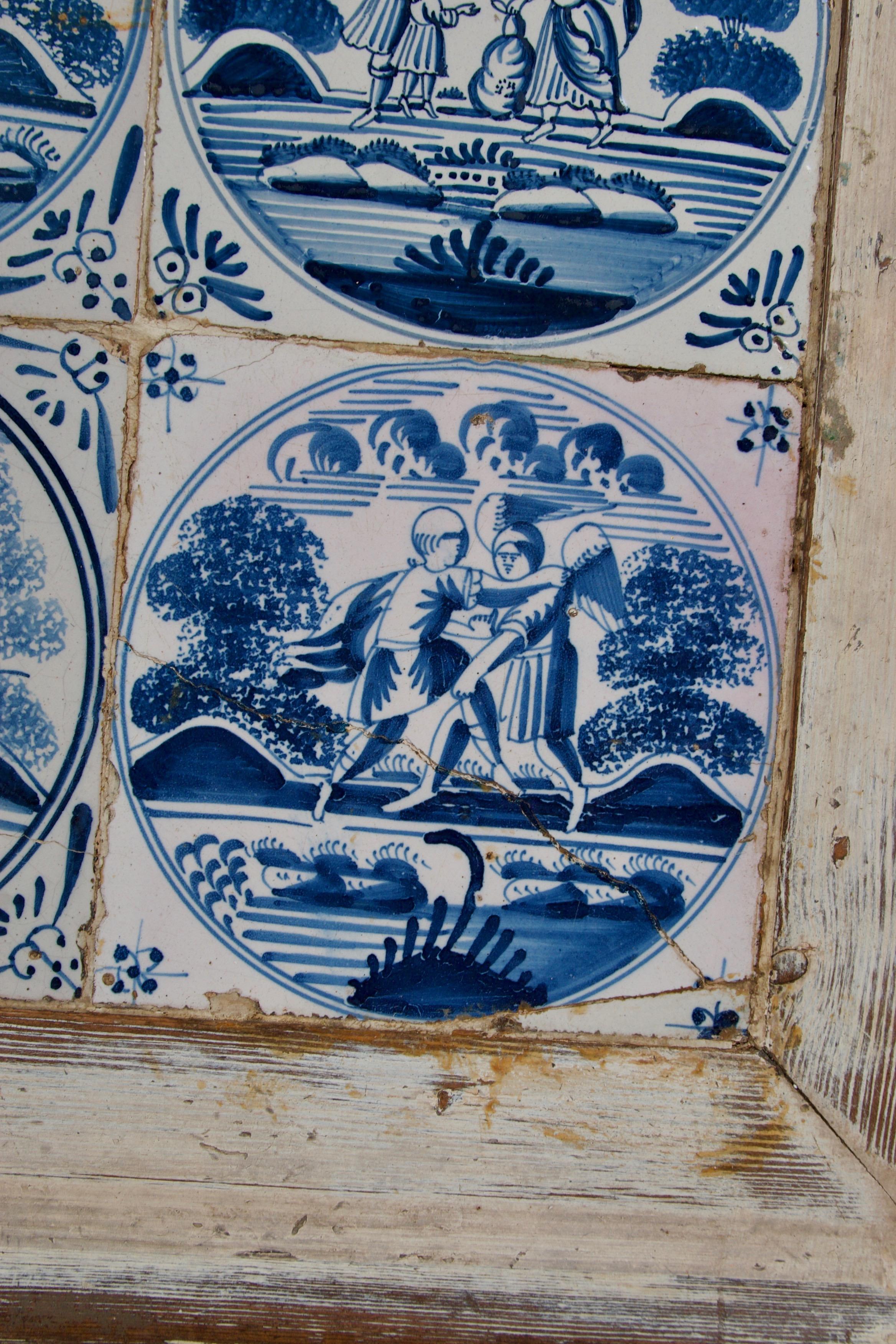 17th Cent. Delft Tile Inset into a 18th Cent. Dutch Side Table with Paint Decor 7